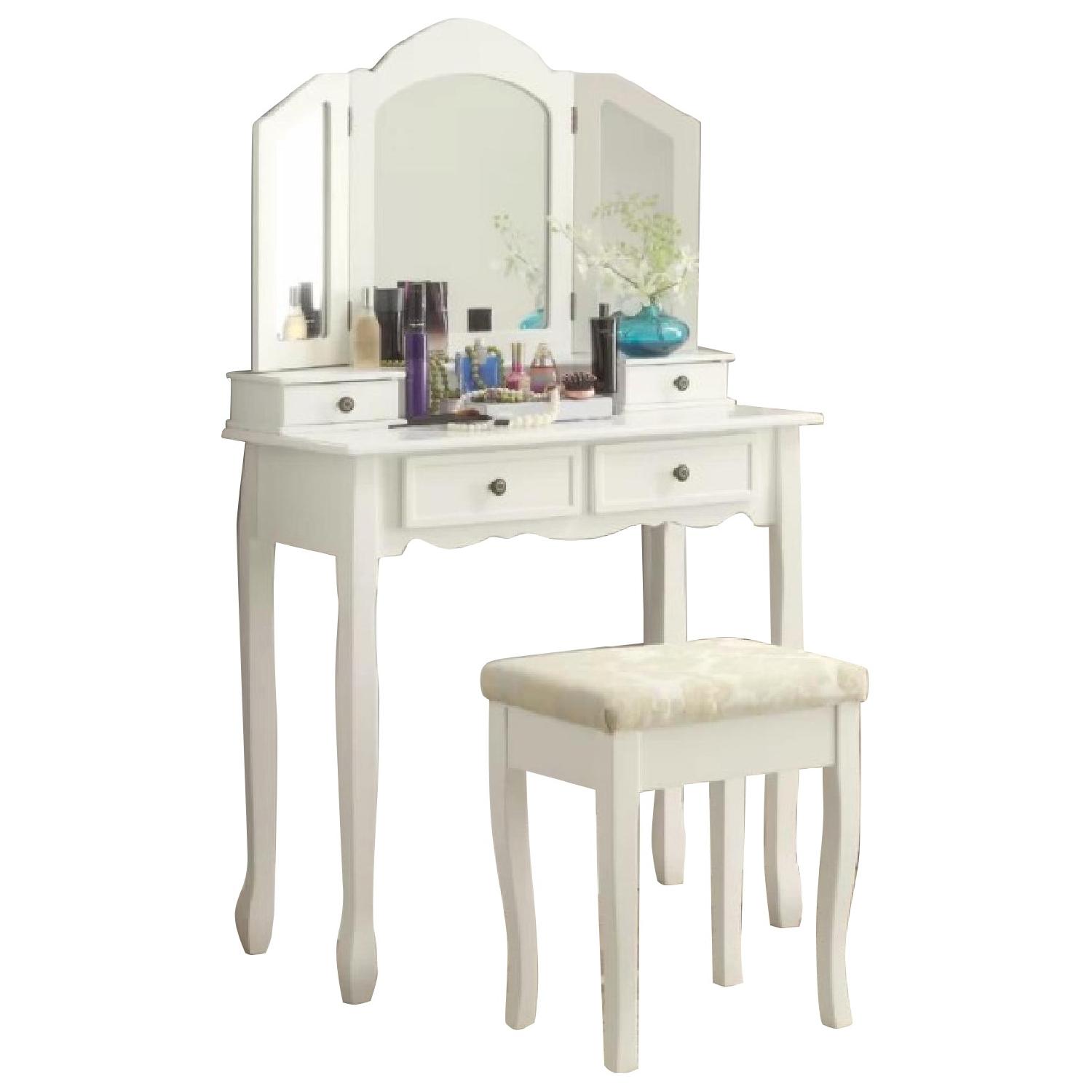 Round Hill Furniture Sanlo Vanity Table W Mirror Stool Aptdeco
