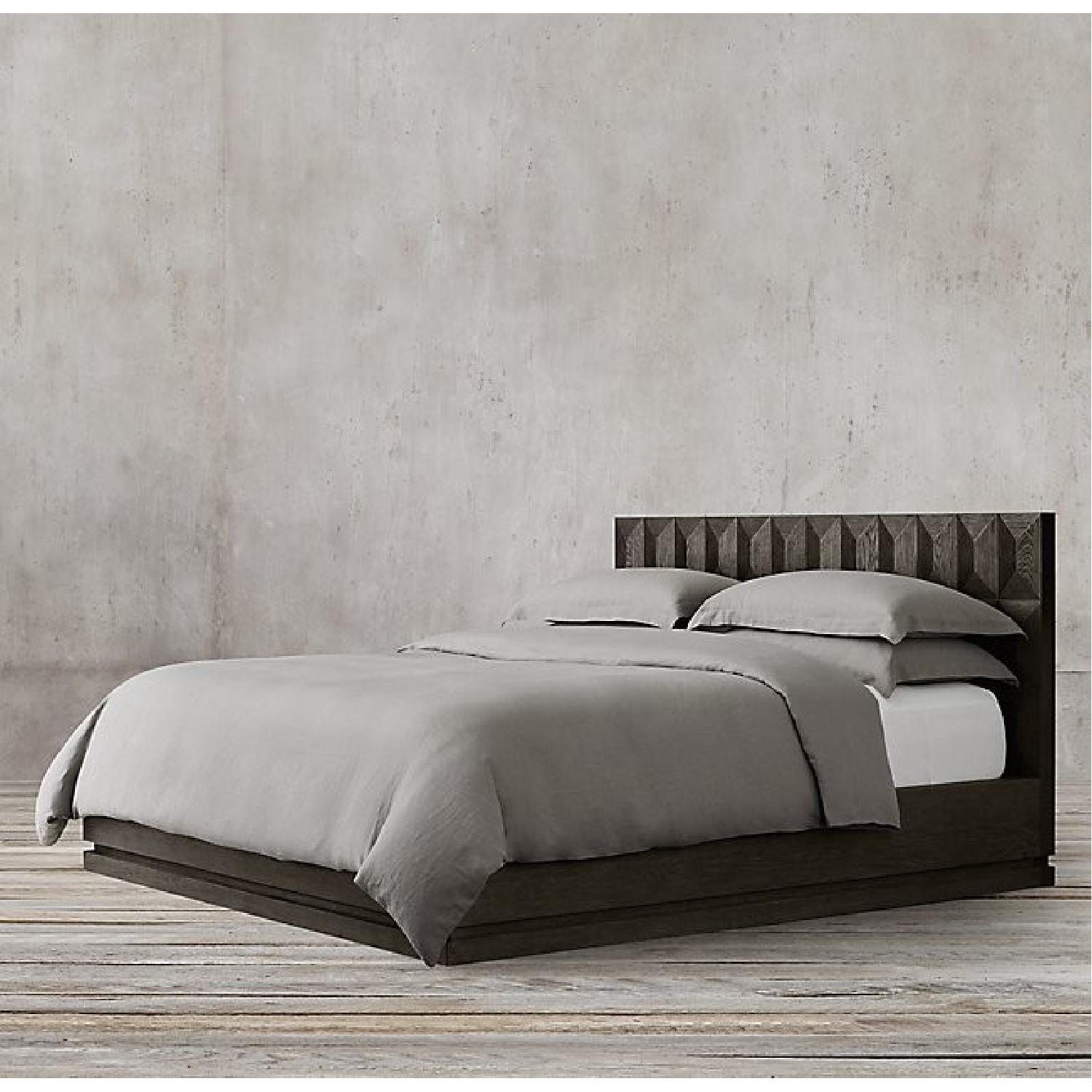 Restoration Hardware Geometric Wood Queen Bed AptDeco