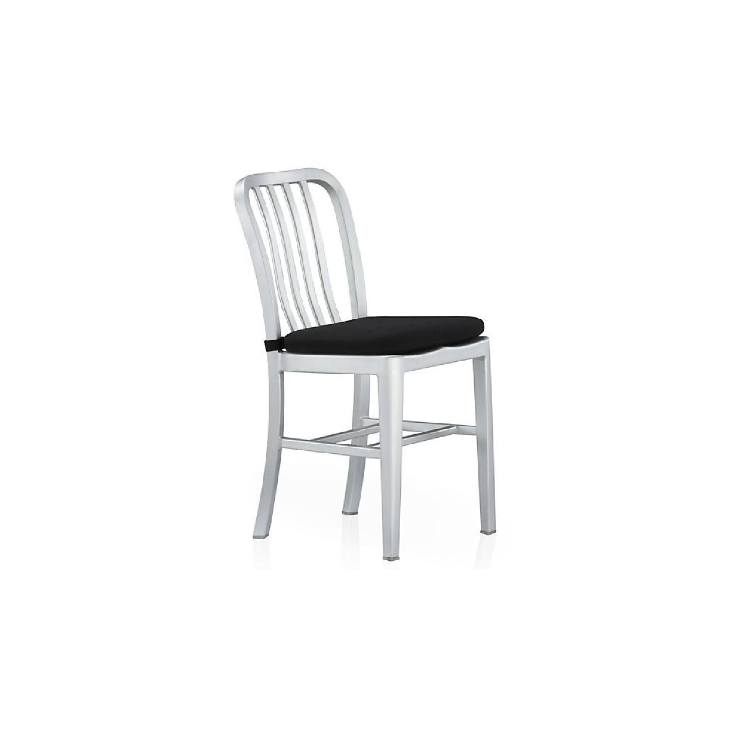 Crate & Barrel Delta Aluminum Dining Chairs w/ Black Cushion - image-0
