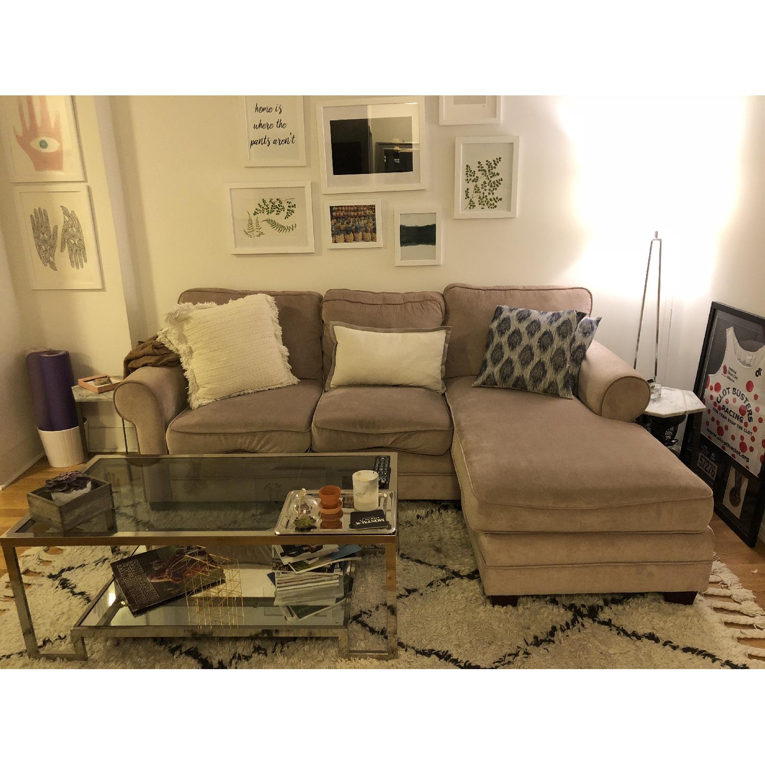 Beige Sectional Sofa w/ Reversible Chaise - image-3