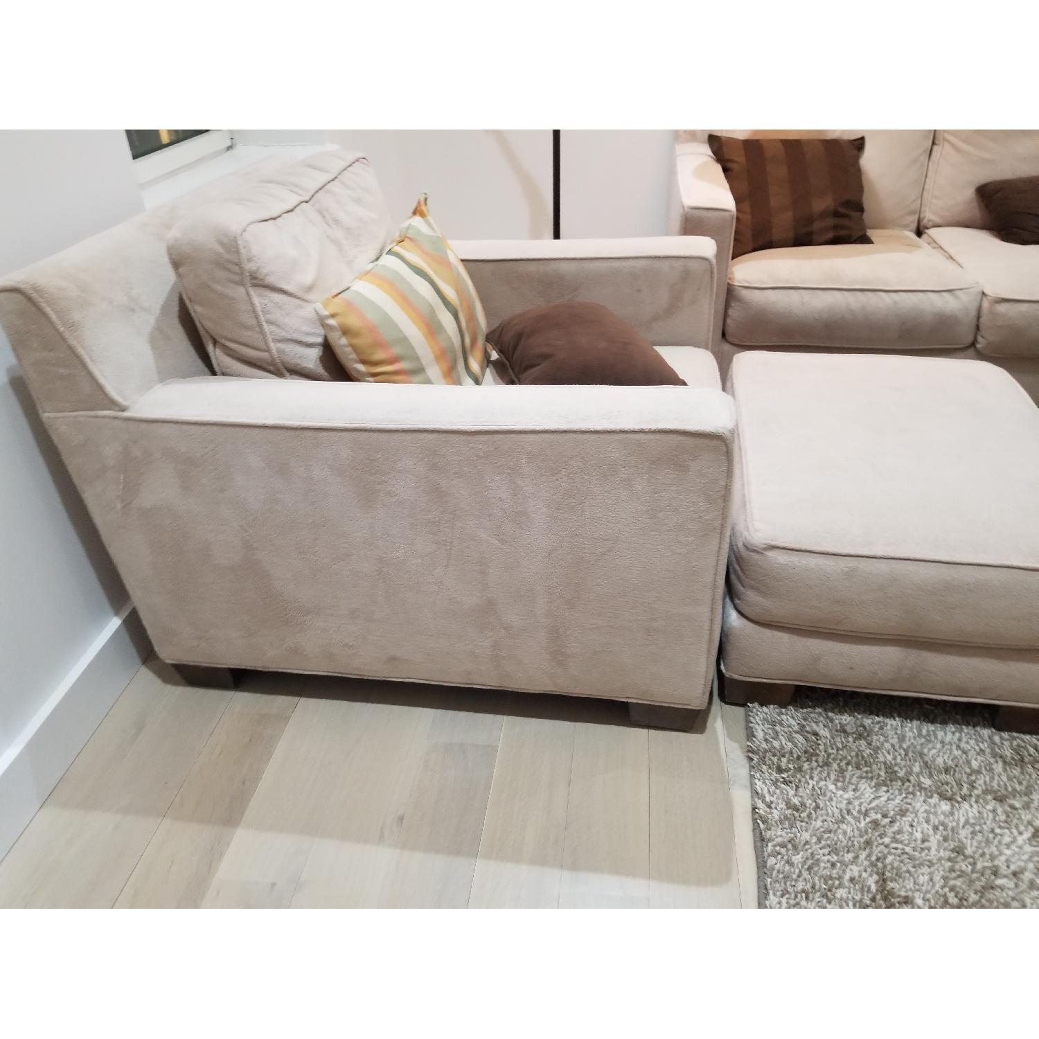 Crate & Barrel Beige 3 Seater Sofa + Armchair & Ottoman - image-2