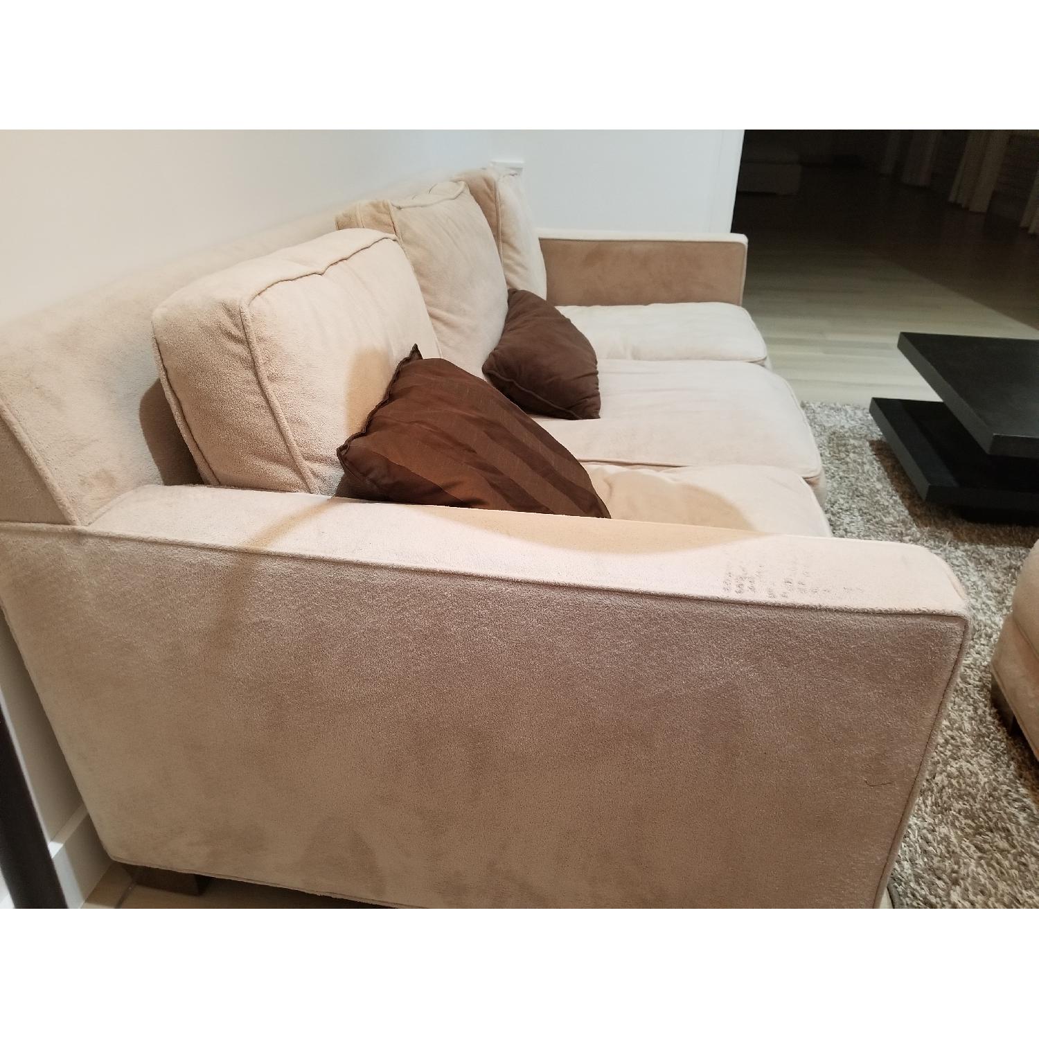 Crate & Barrel Beige 3 Seater Sofa + Armchair & Ottoman - image-4