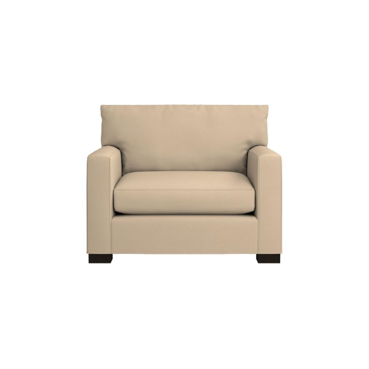 Crate & Barrel Beige 3 Seater Sofa + Armchair & Ottoman - image-6