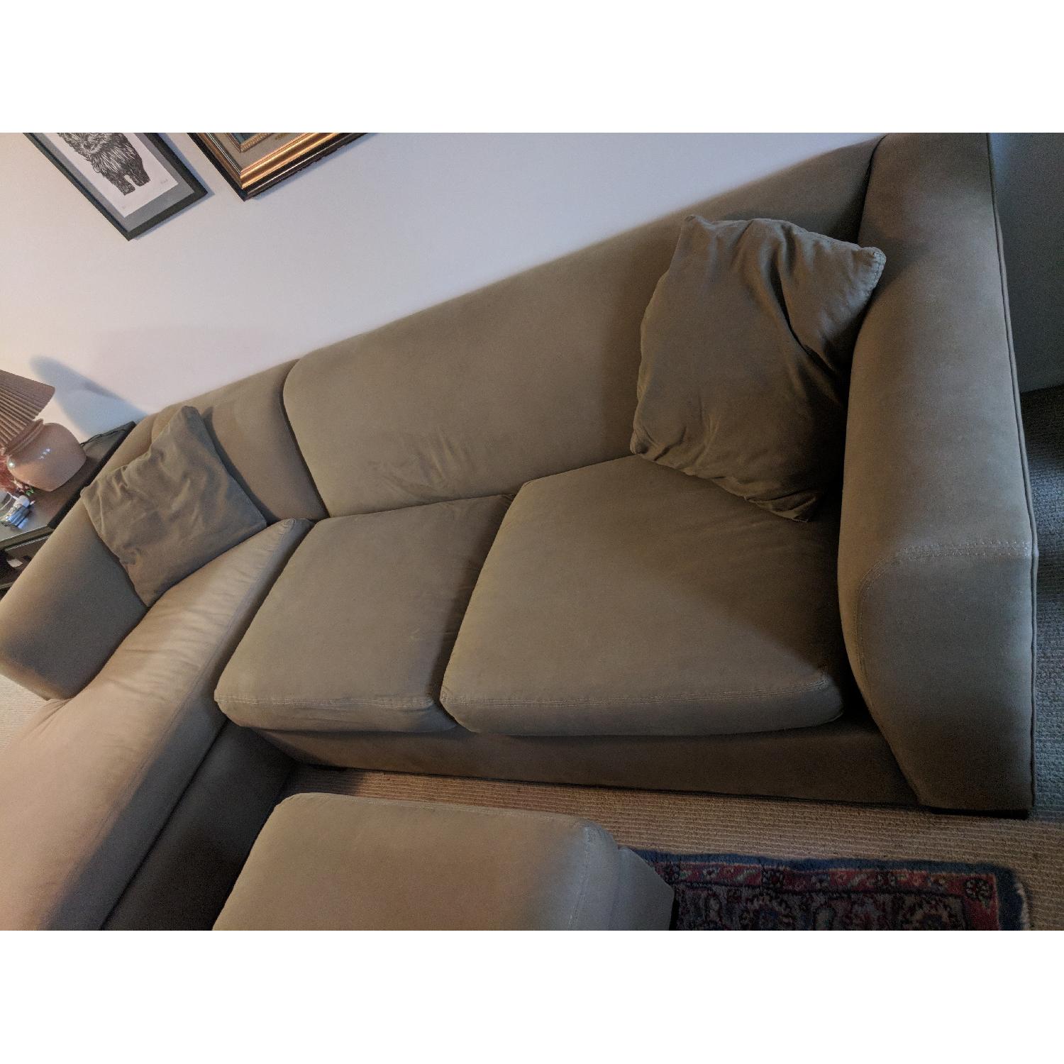 Sage Green L-Shaped Sectional Sofa & Ottoman - image-4