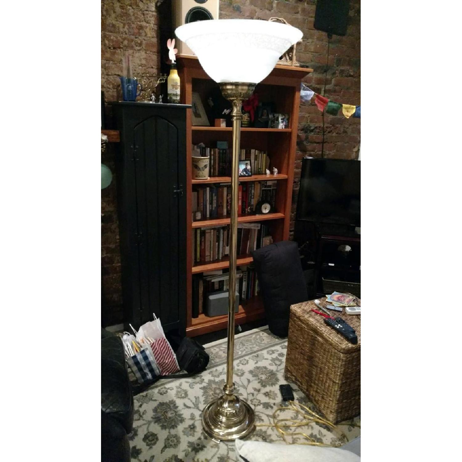 Stiffel Brass Torchiere Floor Lamp - image-1