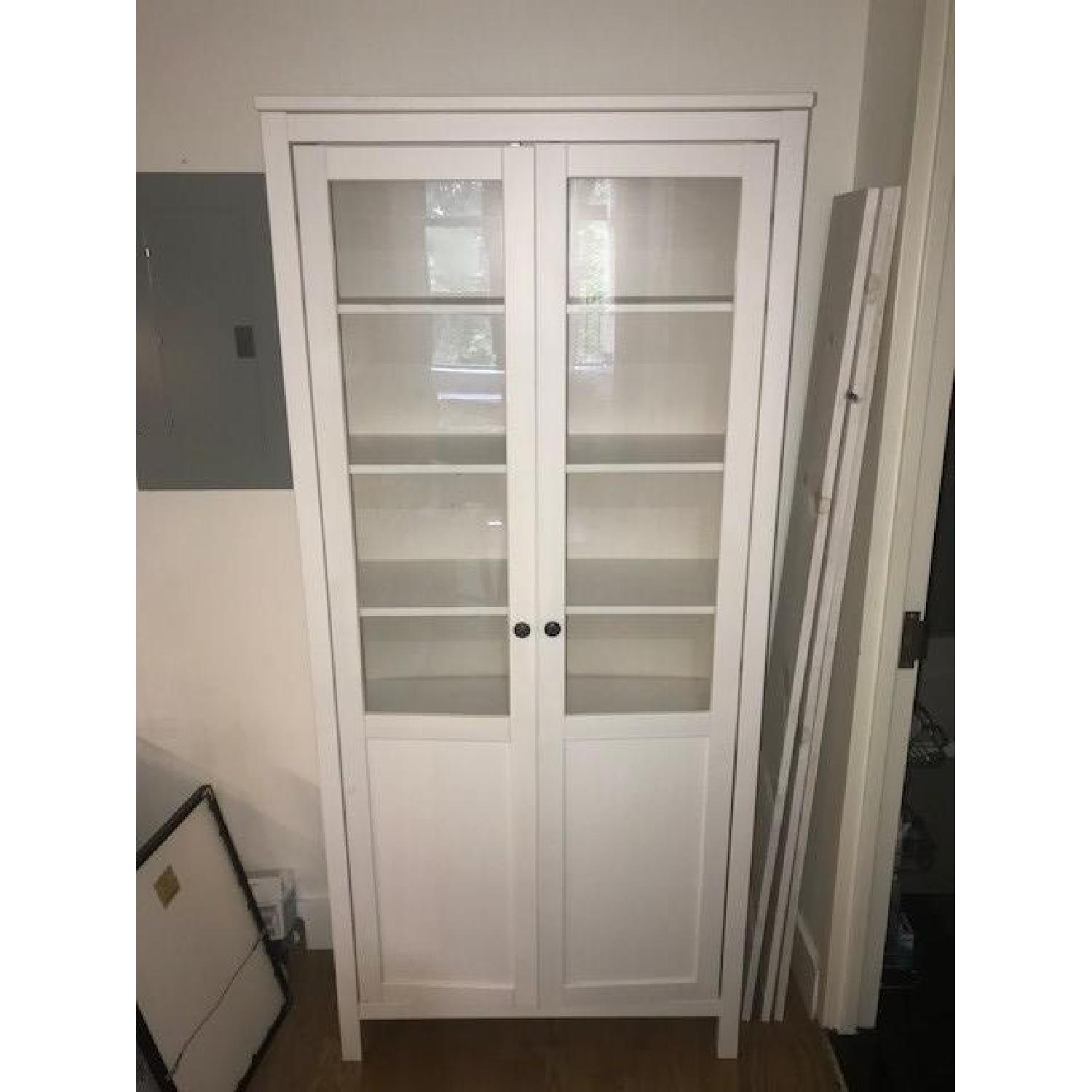 Ikea Hemnes Glass-Door Cabinet w/ 3 Drawers in White - image-4
