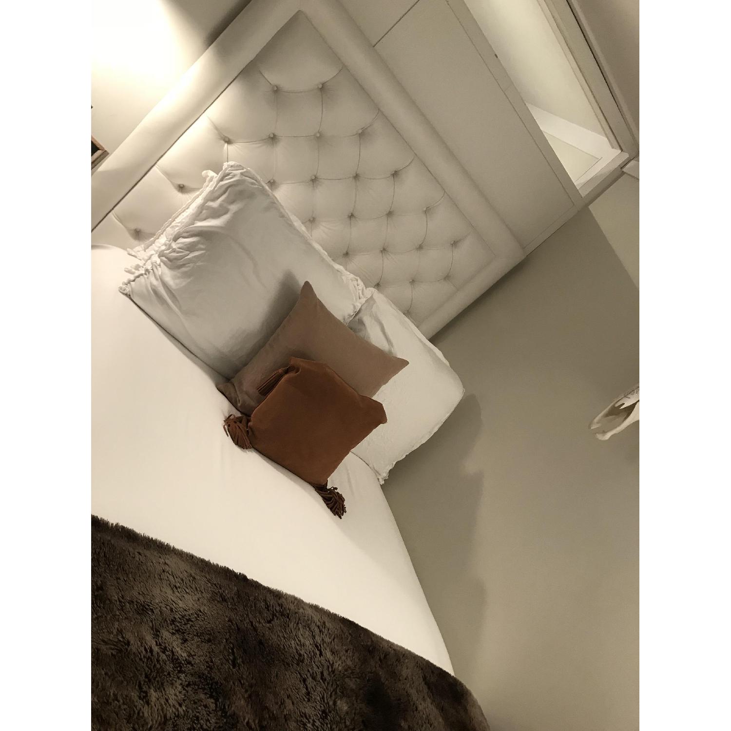 Full Size White Tufted Leather Headboard - image-2