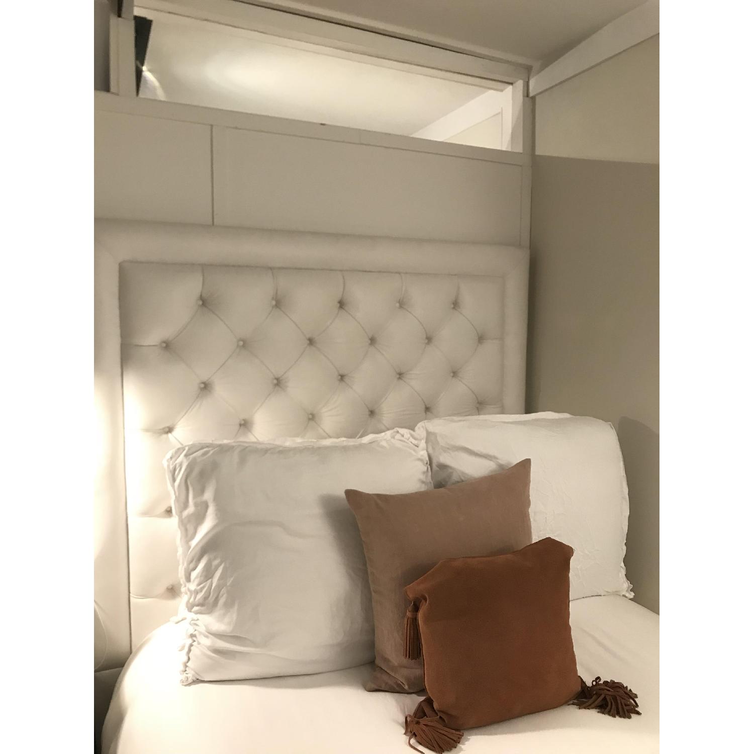 Full Size White Tufted Leather Headboard - image-3