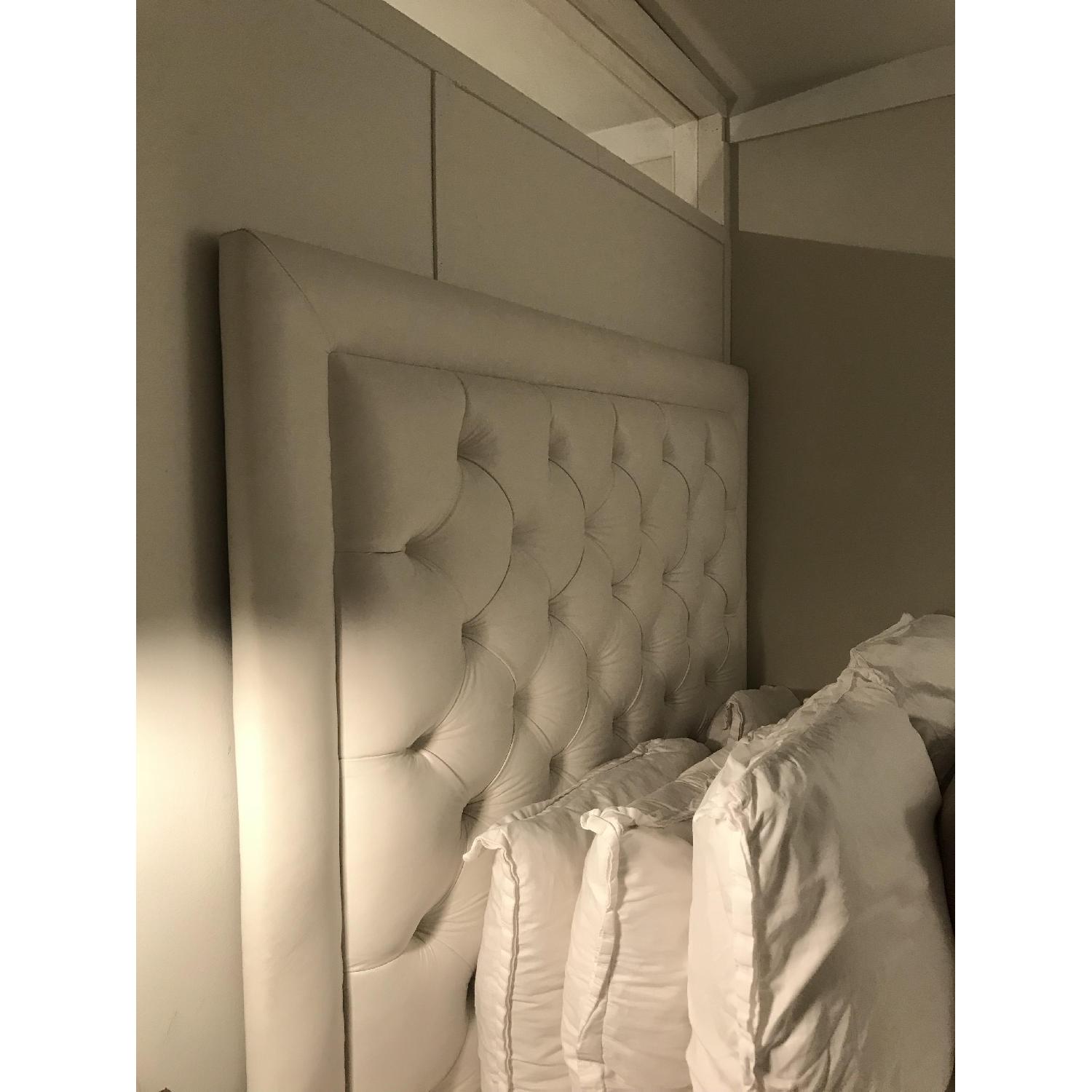 Full Size White Tufted Leather Headboard - image-4