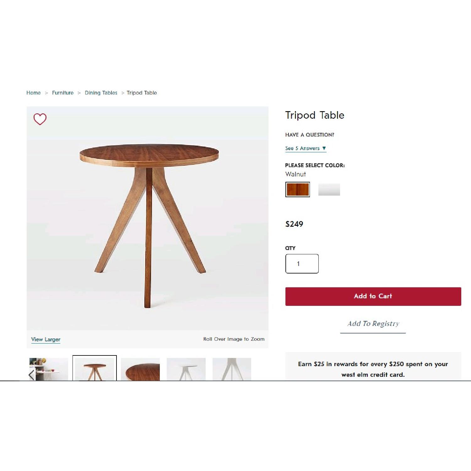 west elm tripod bistro table