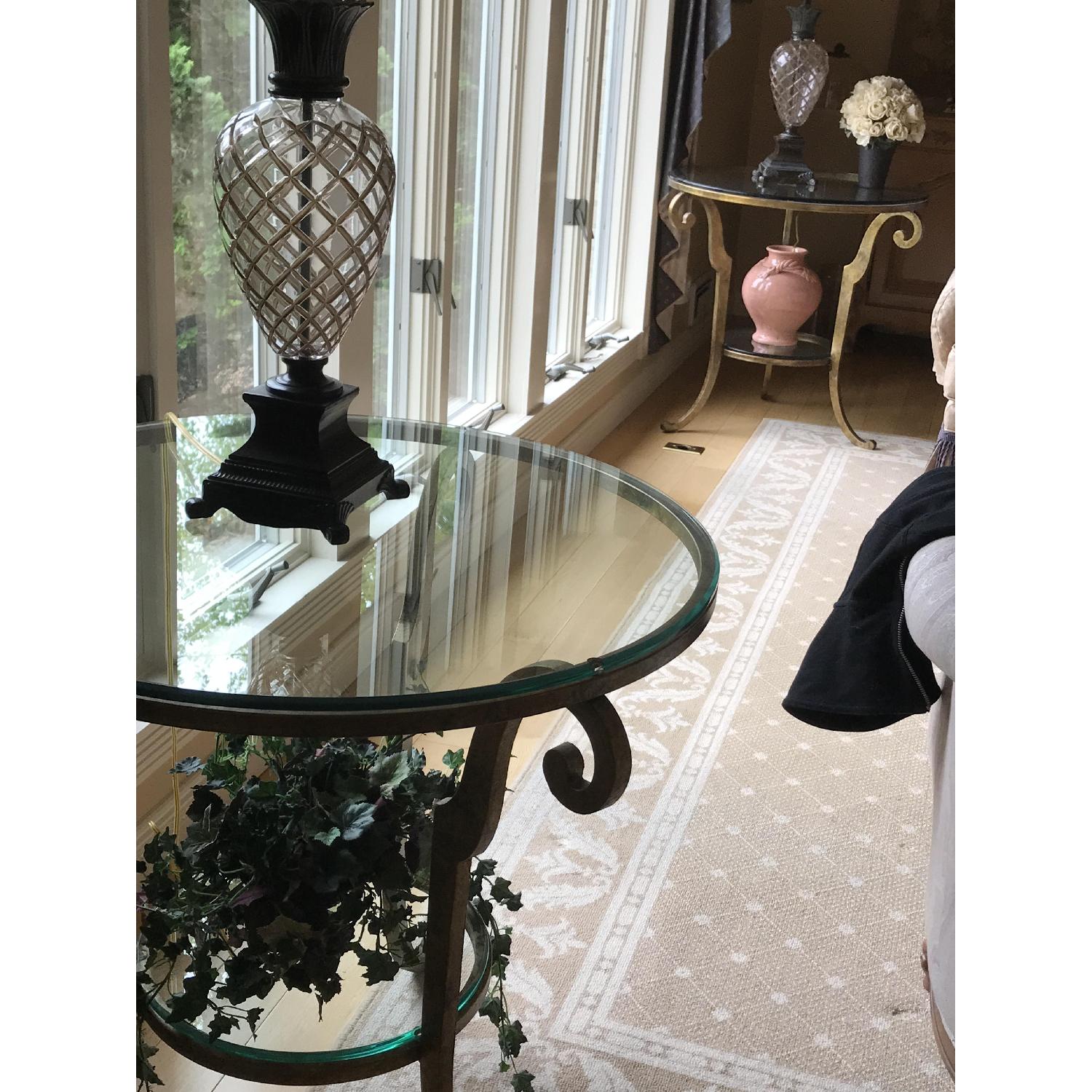 Ethan Allen Glass & Metal Side Tables - image-3