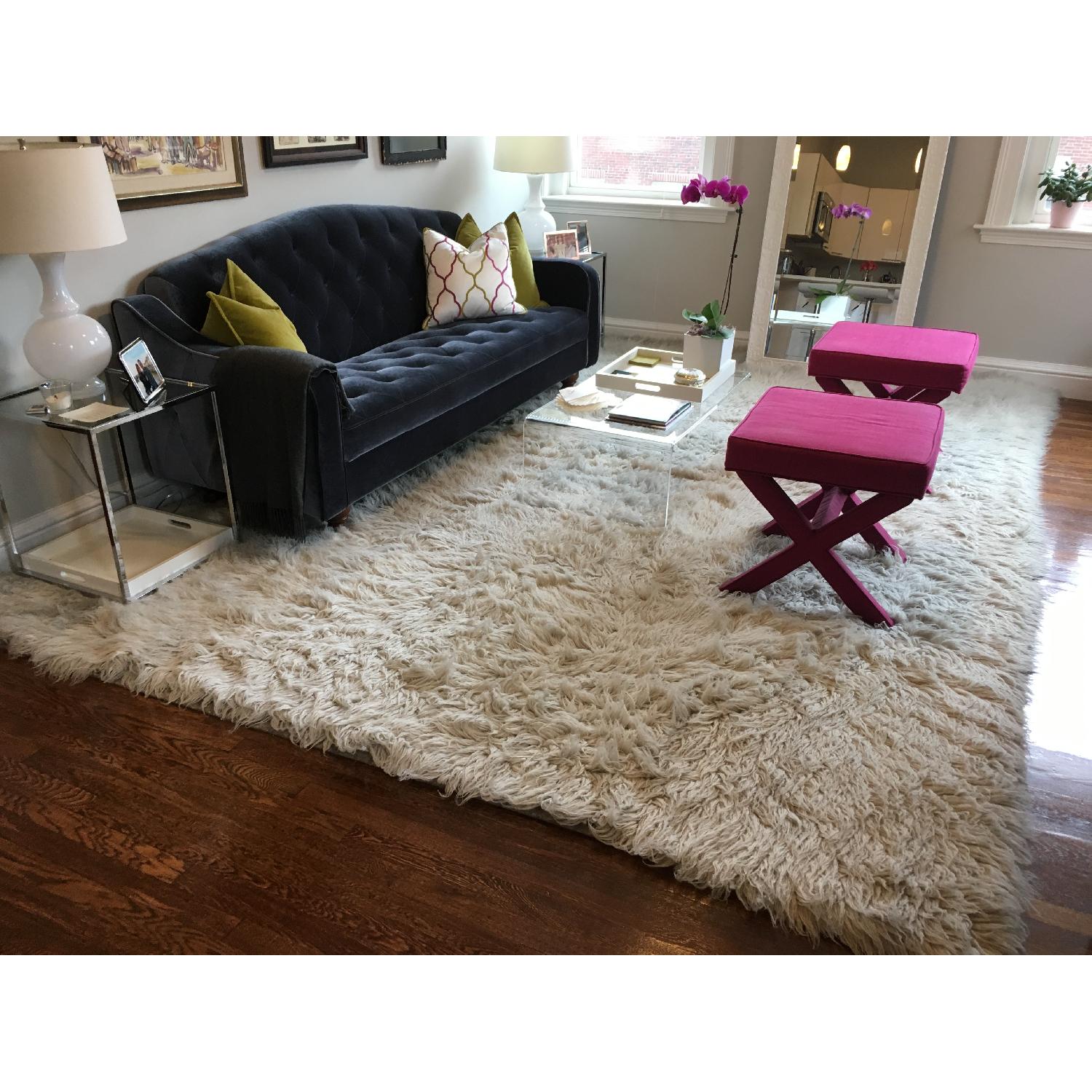 Handwoven Wool Flokati Shag Rug - image-1