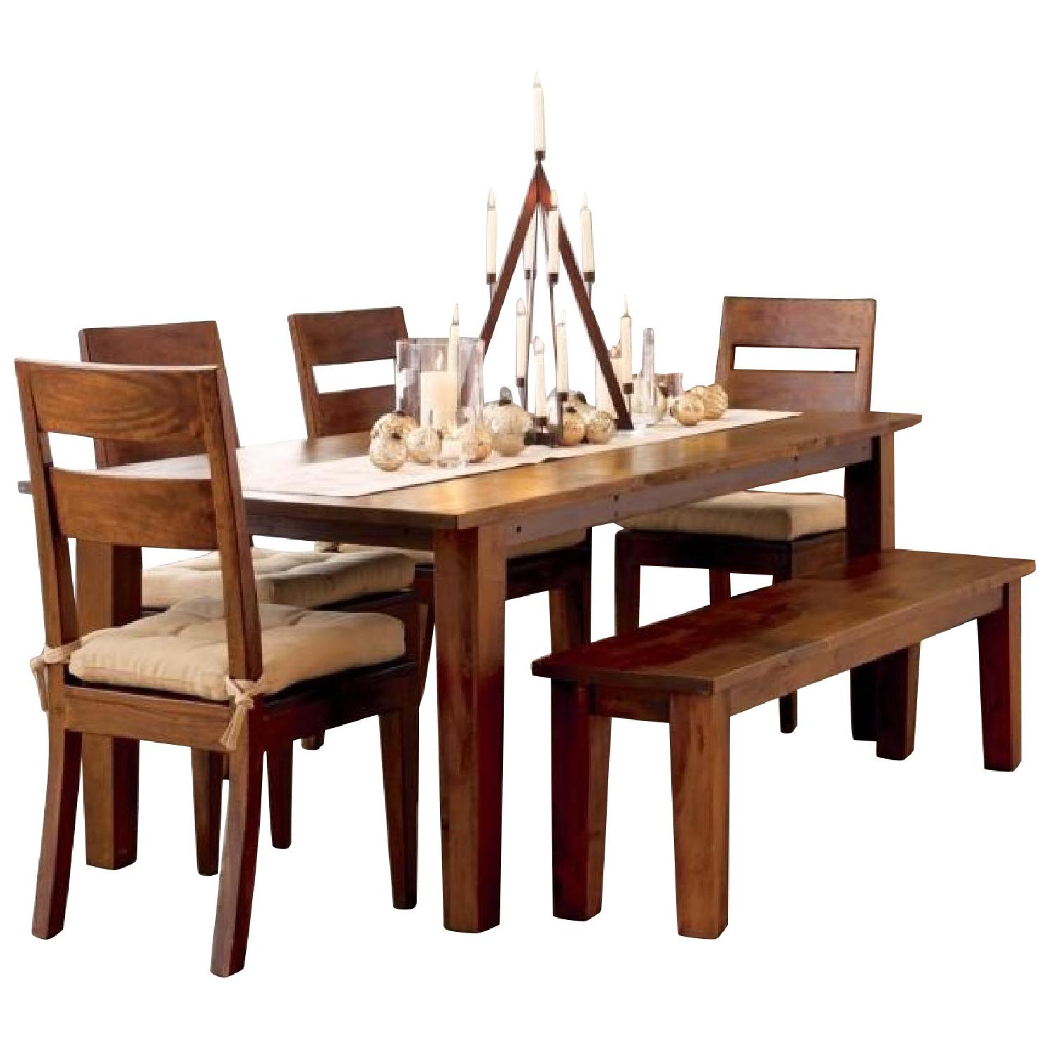 Crate & Barrel Basque Honey Dining Table w/ 6 Chairs - image-0