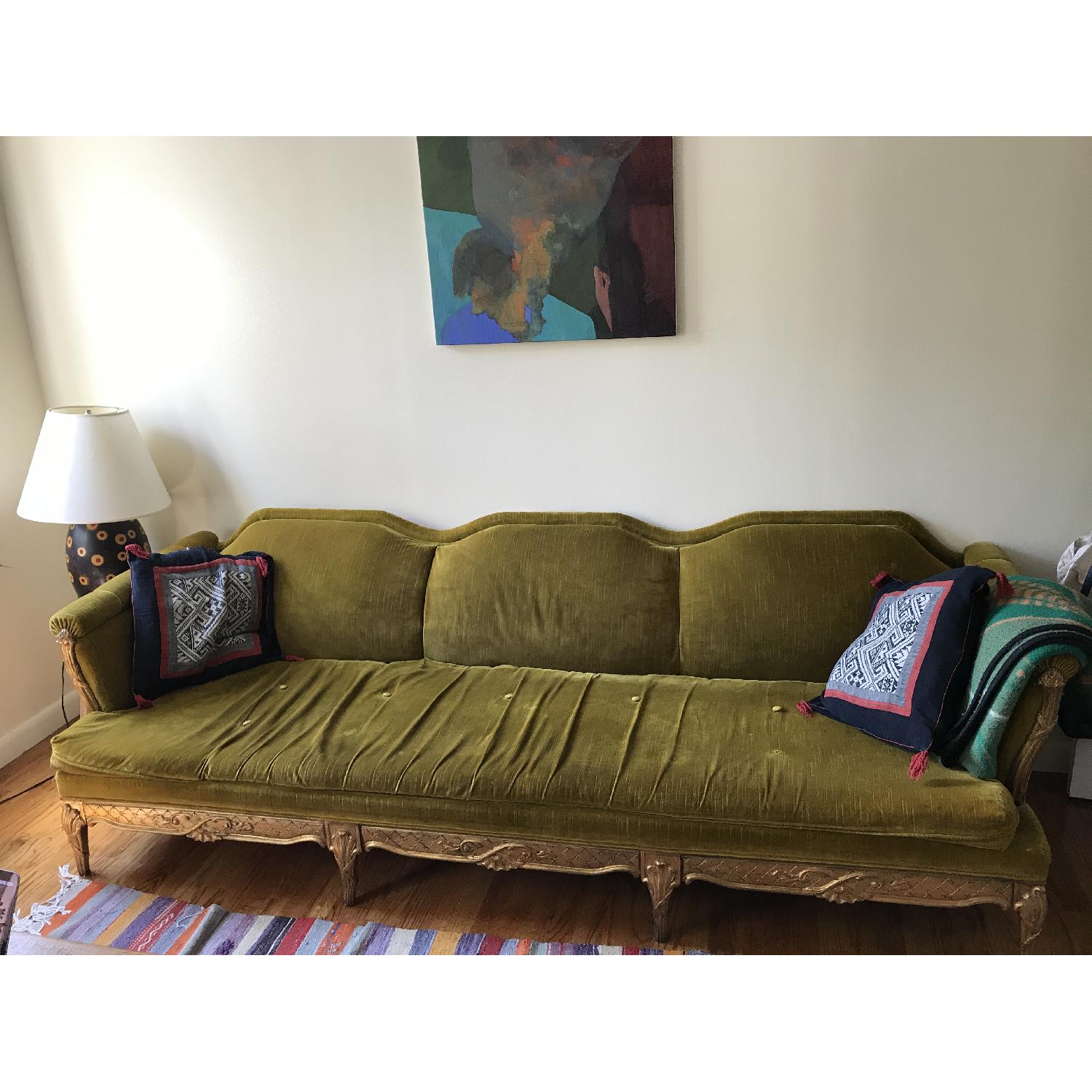 Green Velvet 3 Seater Sofa - image-1