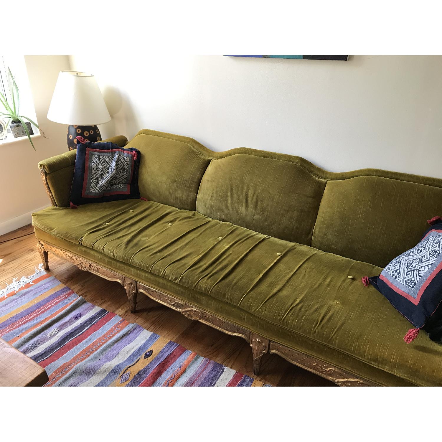 Green Velvet 3 Seater Sofa - image-2