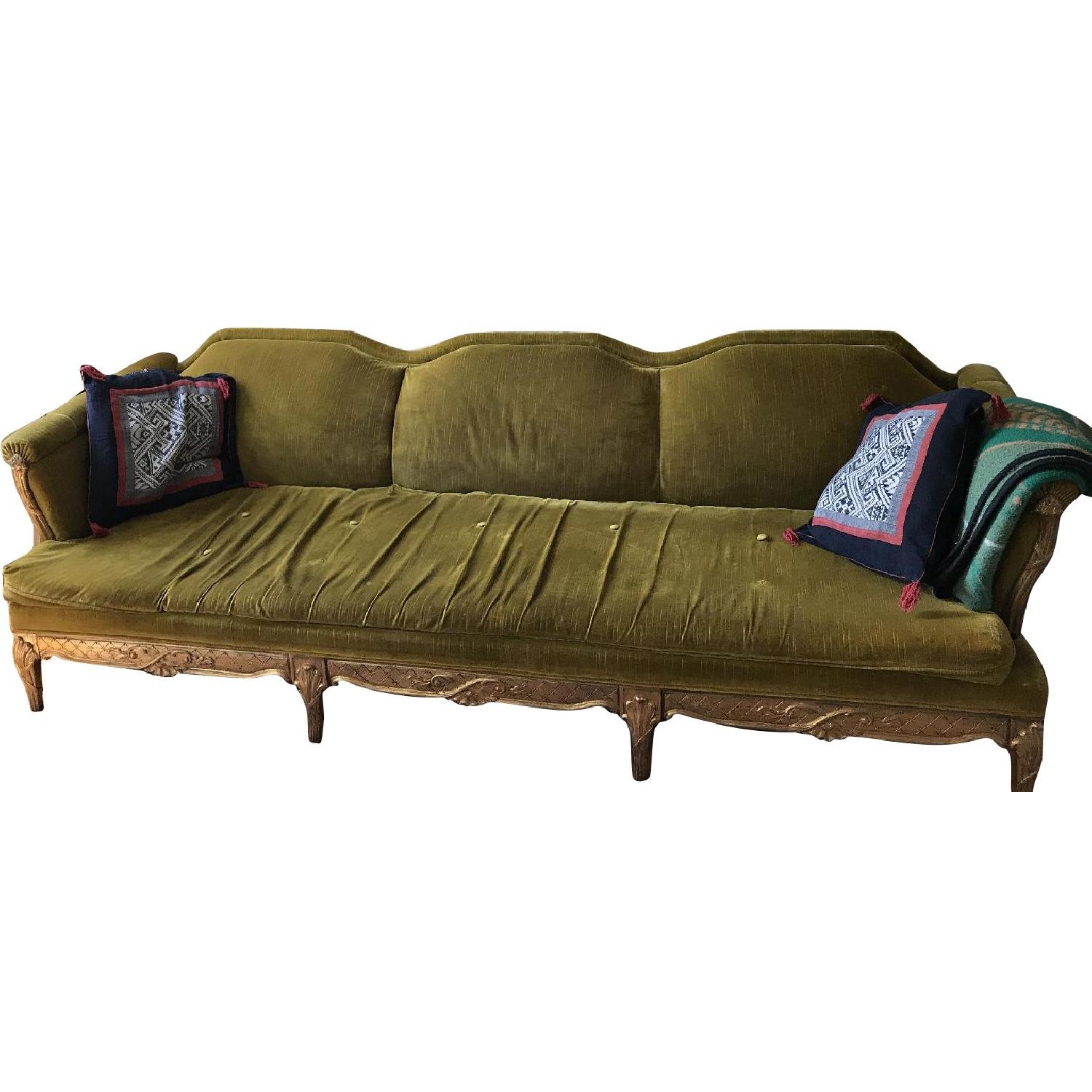 Green Velvet 3 Seater Sofa - image-0