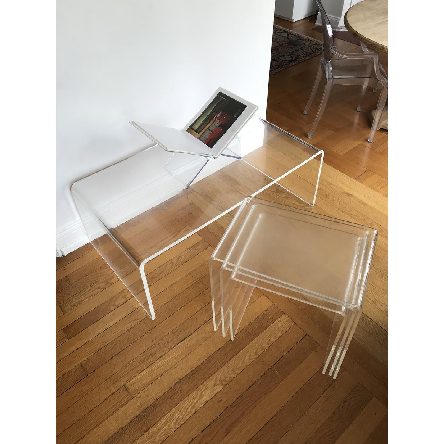 CB2 Peekaboo Acrylic Coffee Table + 3 Nesting Tables AptDeco