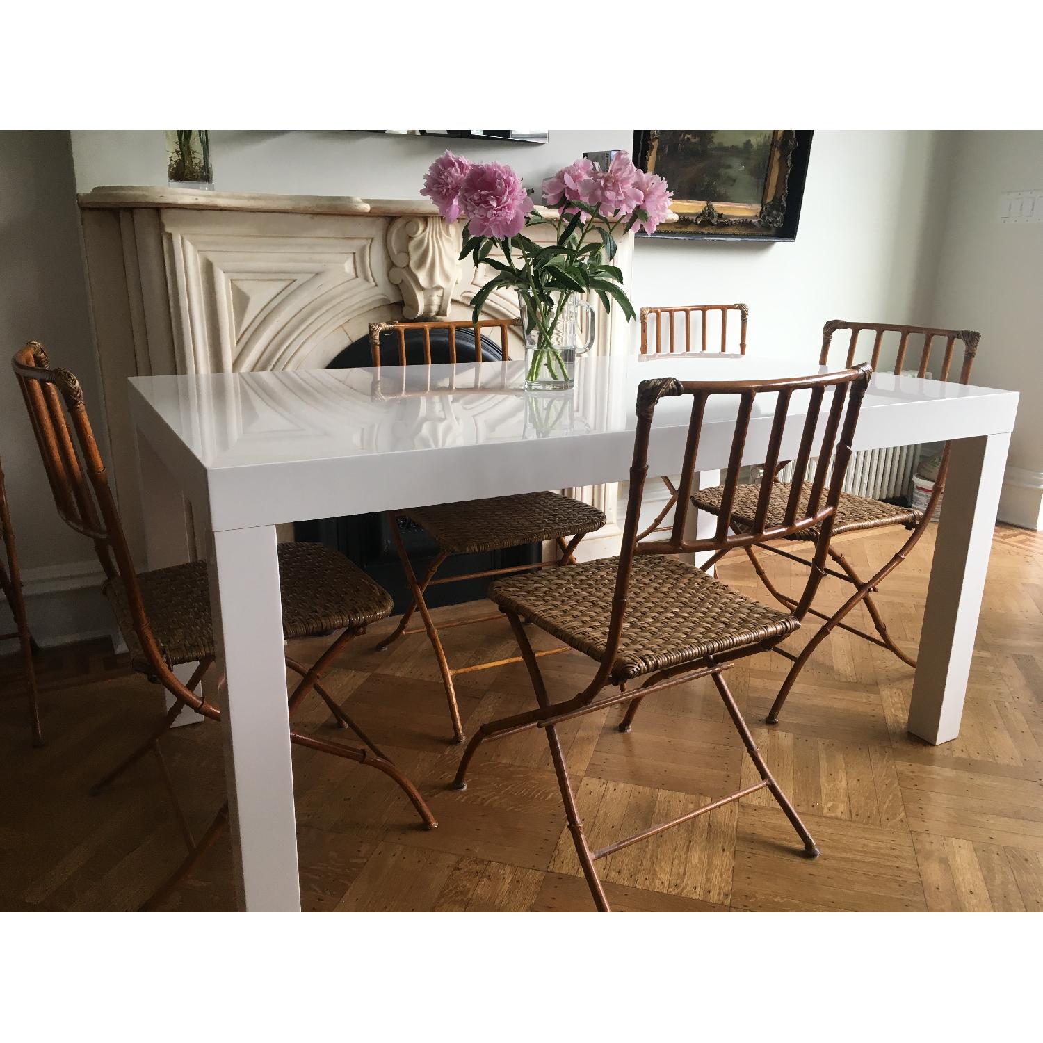 West Elm White Lacquer Parsons Dining Table AptDeco