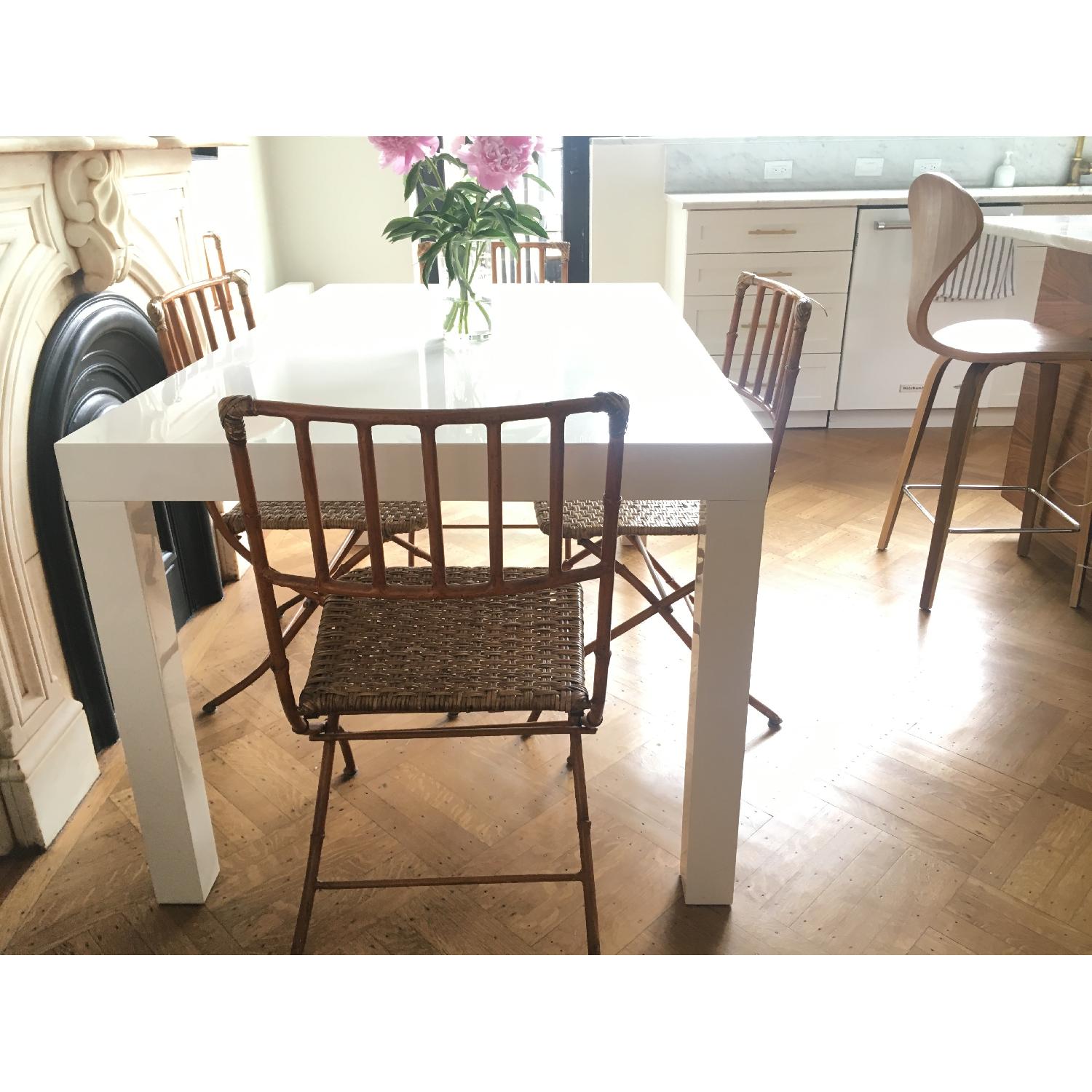 West Elm White Lacquer Parsons Dining Table - image-3