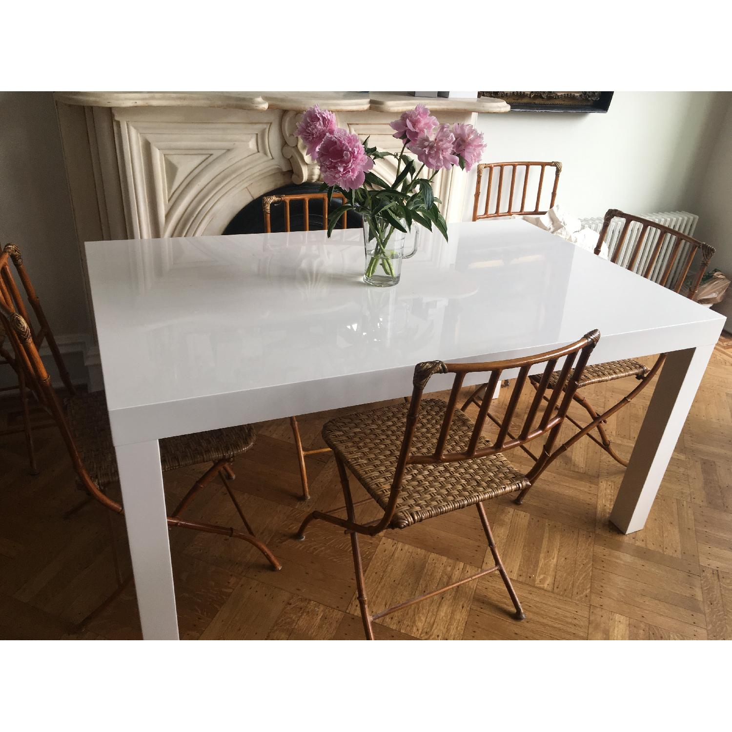 West Elm White Lacquer Parsons Dining Table - image-4