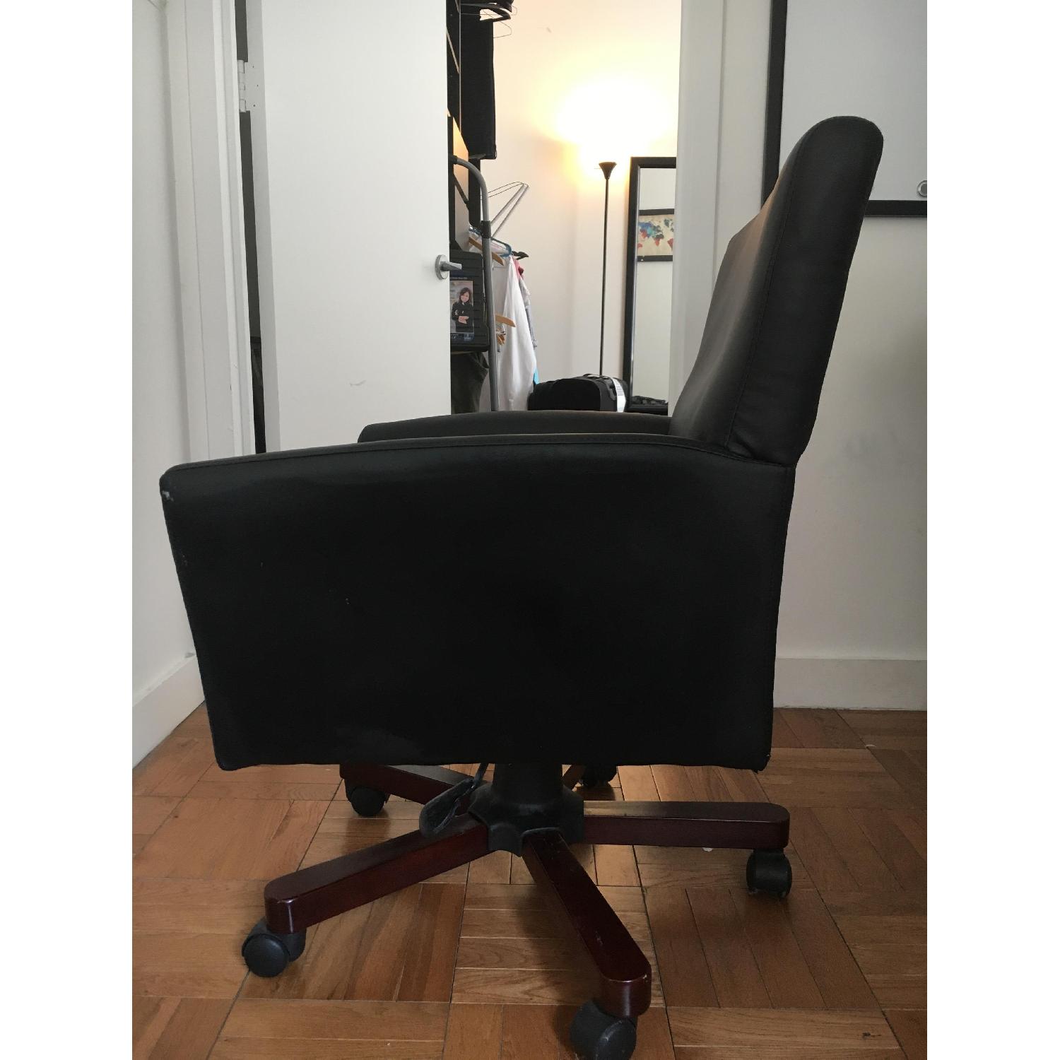 Black Leather Rolling Armchair - image-3