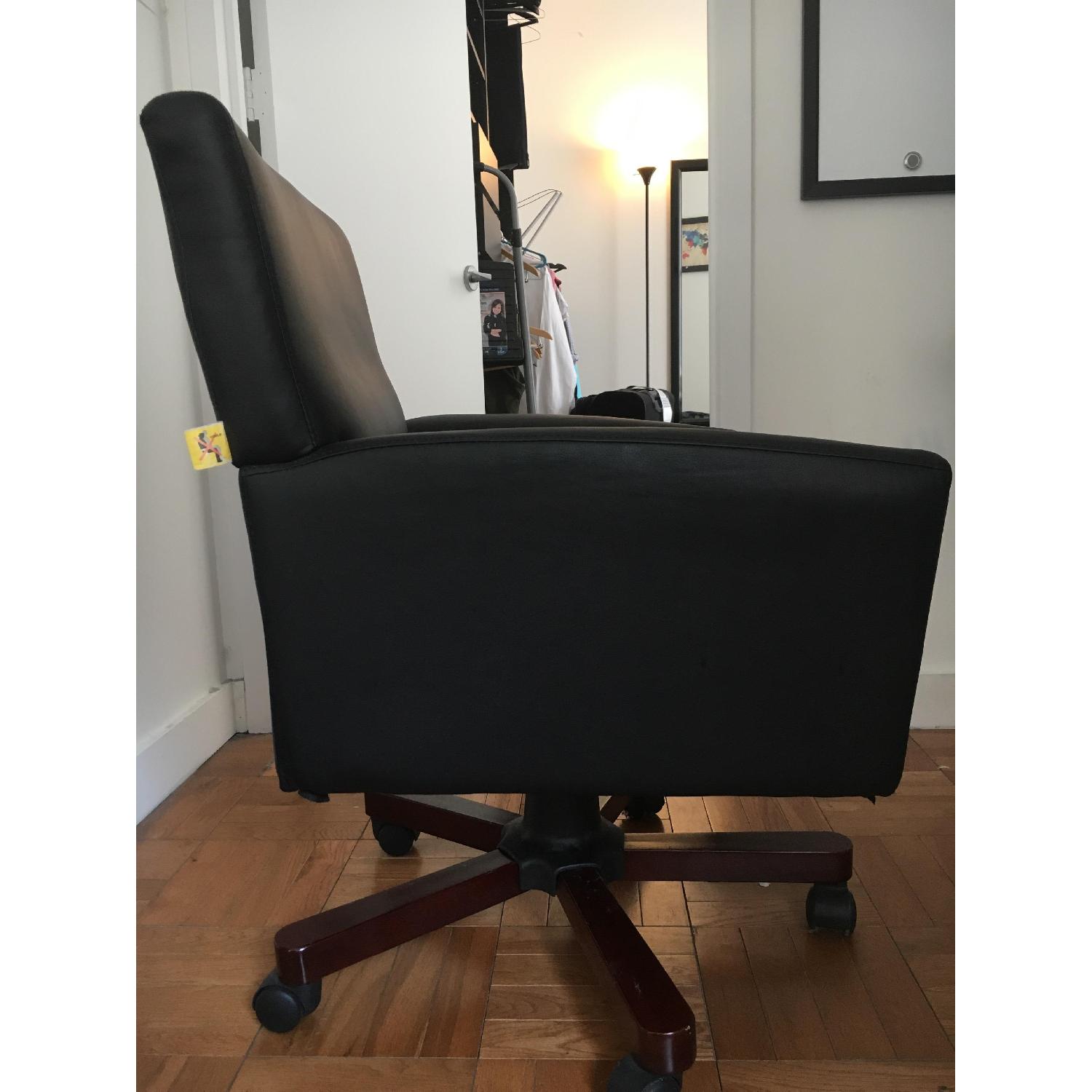 Black Leather Rolling Armchair - image-5