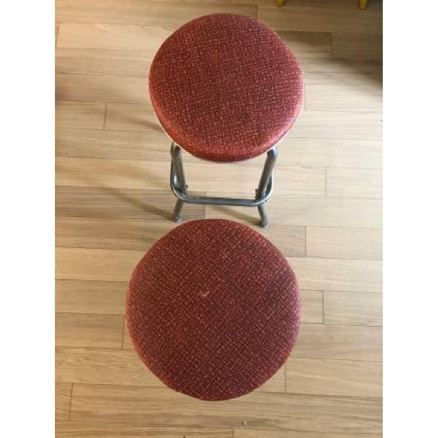 Mid-Century Modern Burnt Orange Chrome Stools - image-3