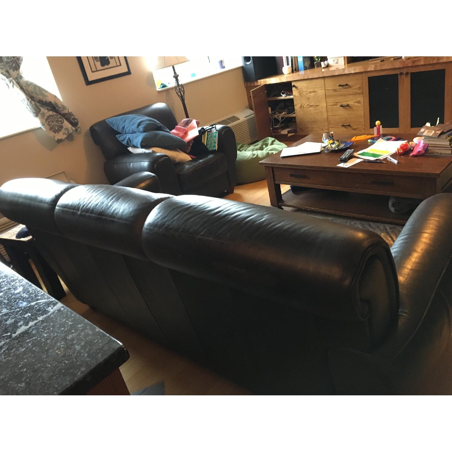 Costco Black Leather 3 Seater Sofa - image-3