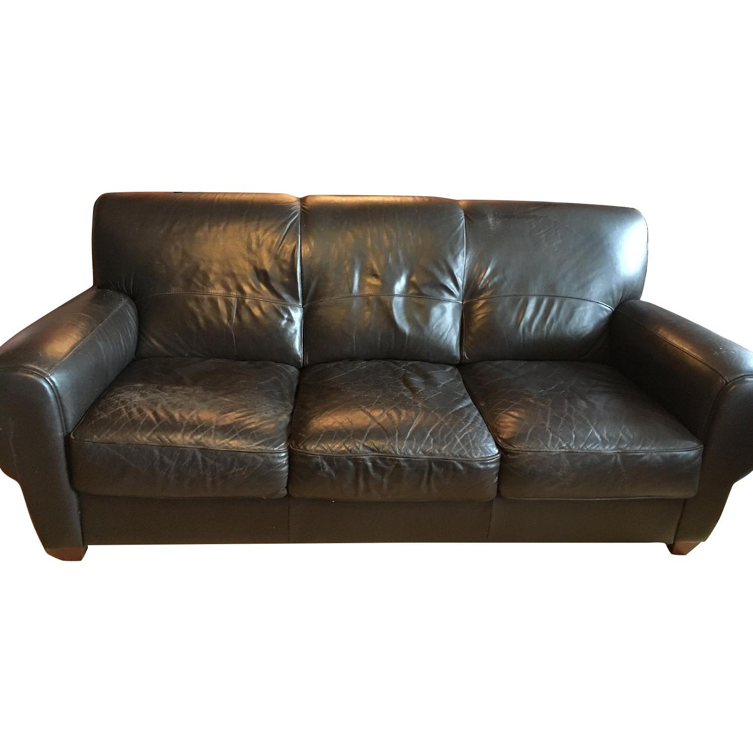 Costco Black Leather 3 Seater Sofa AptDeco