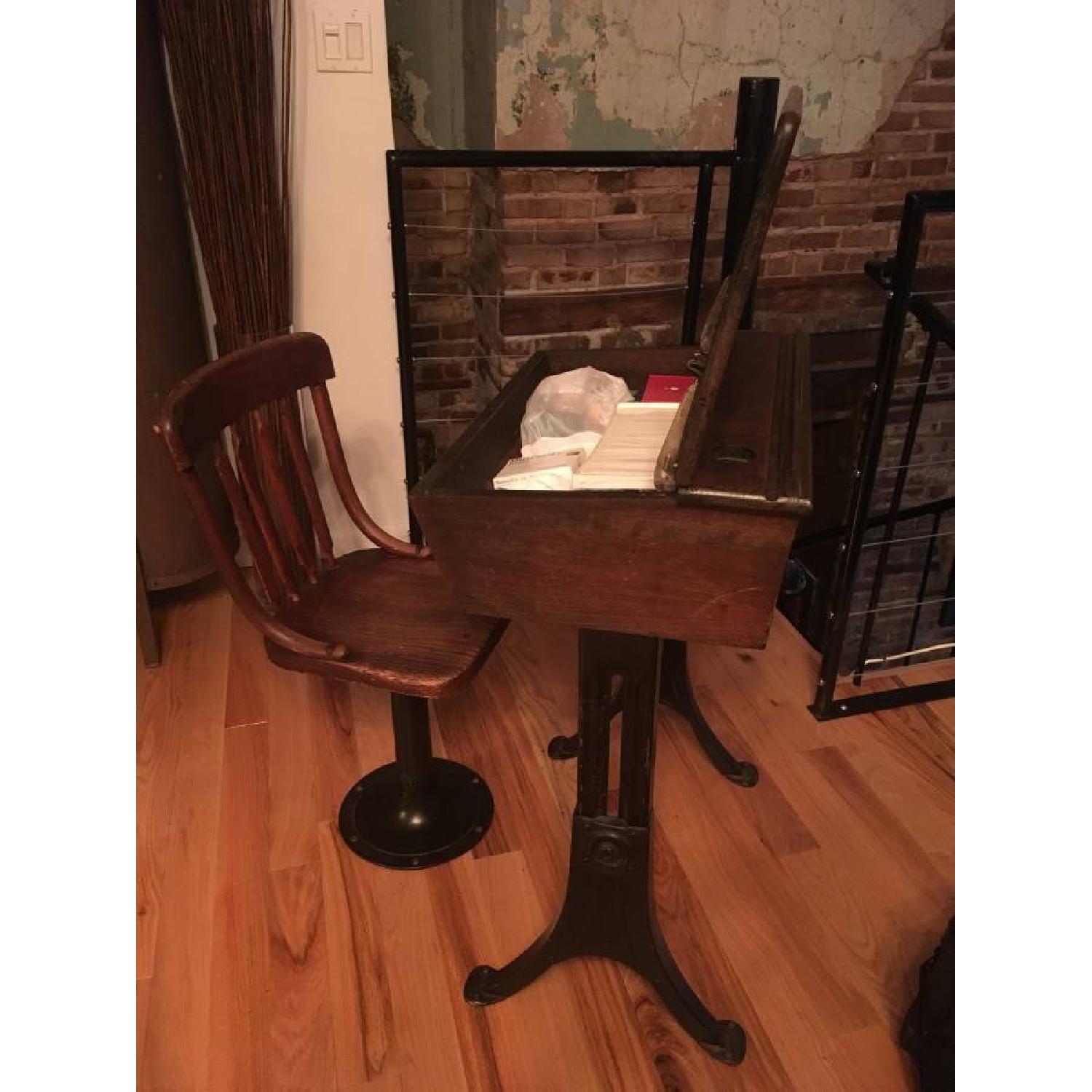 Antique Desk w/ Storage & Chair - image-1