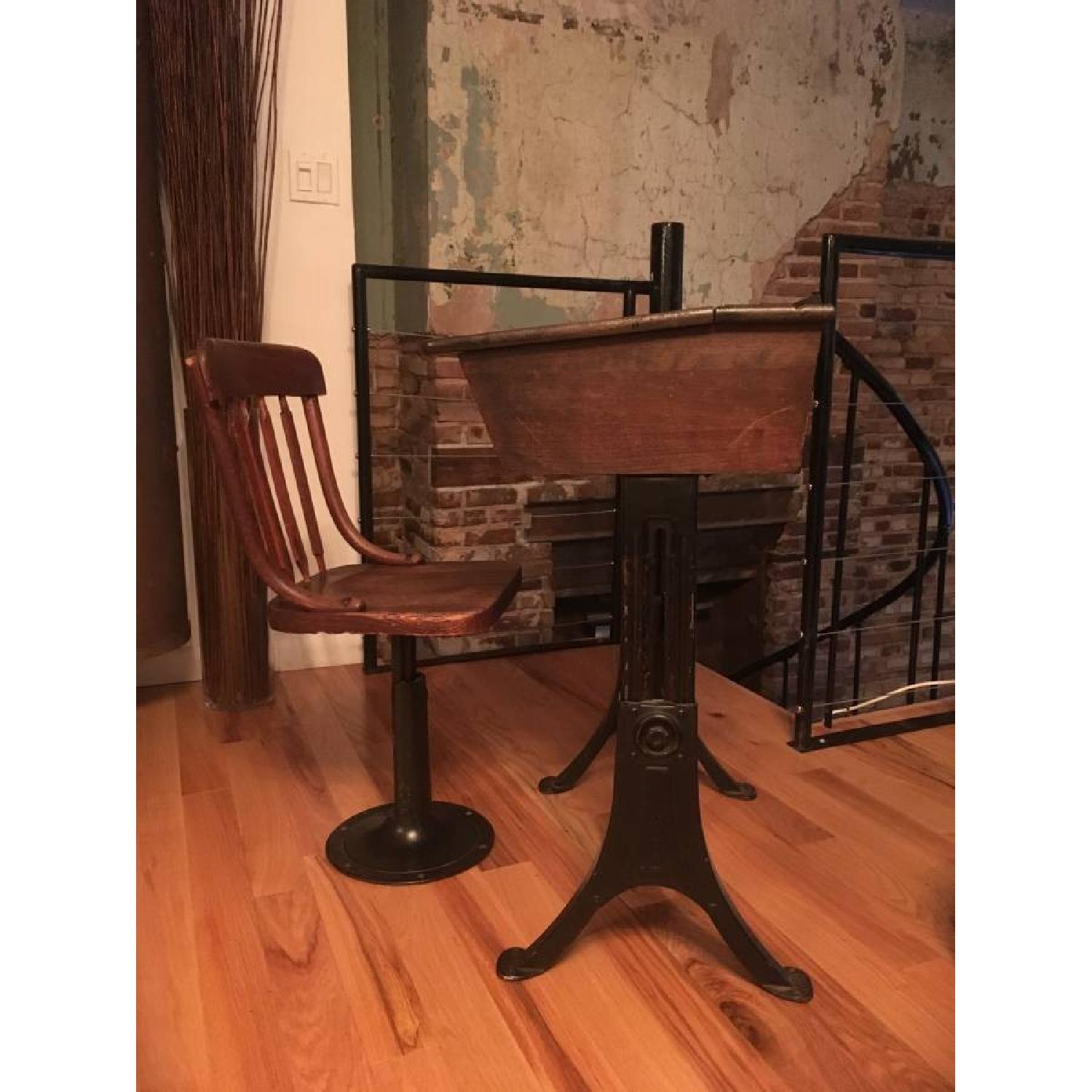 Antique Desk w/ Storage & Chair - image-2