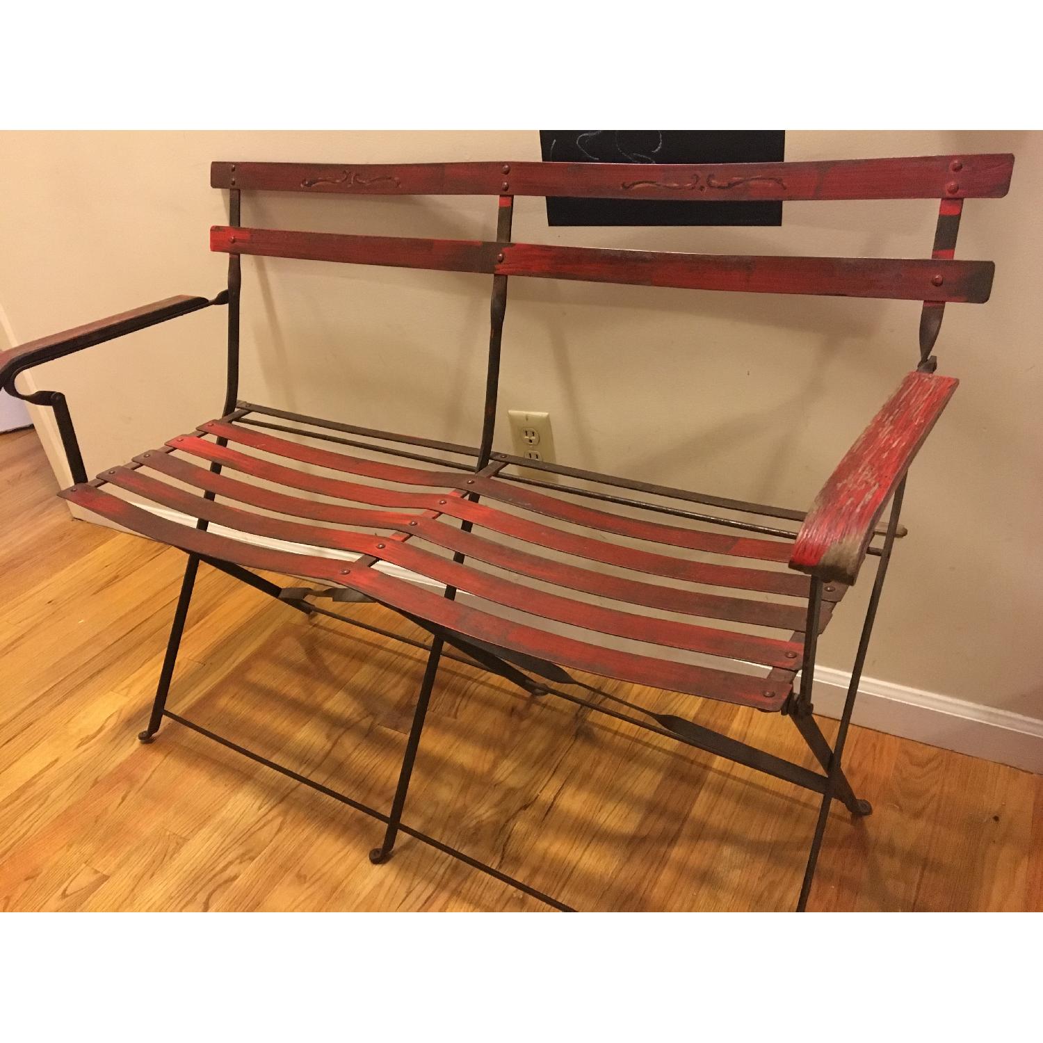 Vintage Wrought Iron Folding Bench AptDeco