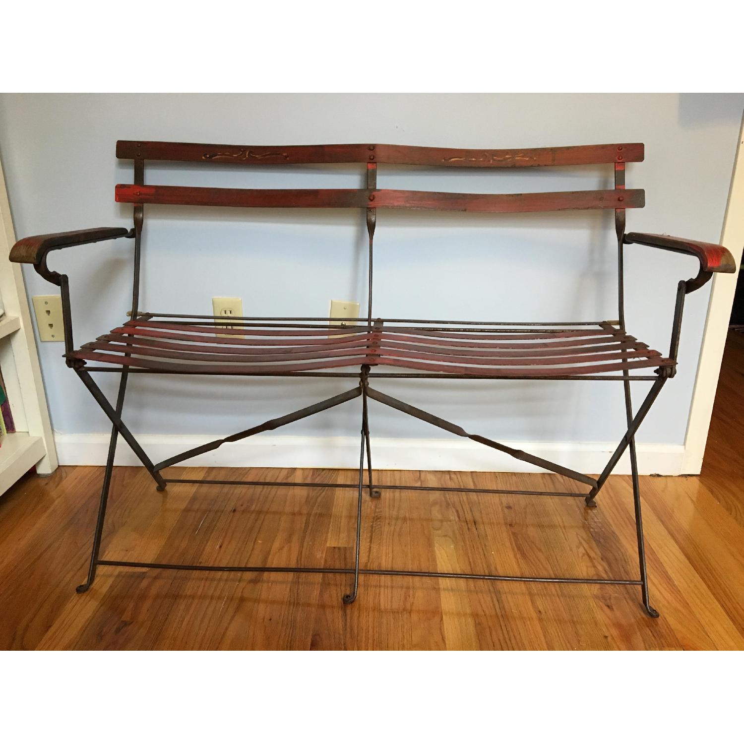 Vintage Wrought Iron Folding Bench AptDeco