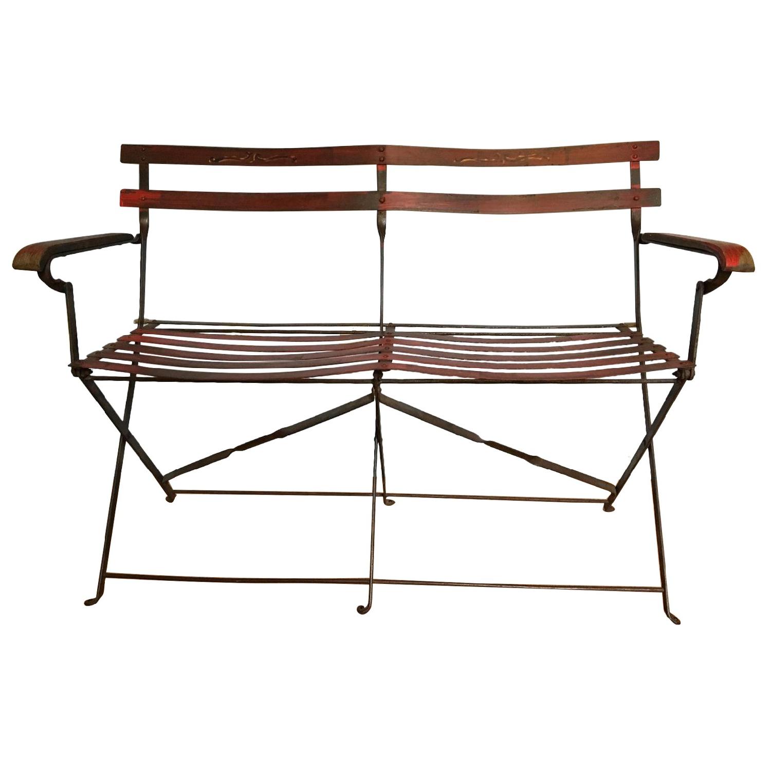 Vintage Wrought Iron Folding Bench AptDeco
