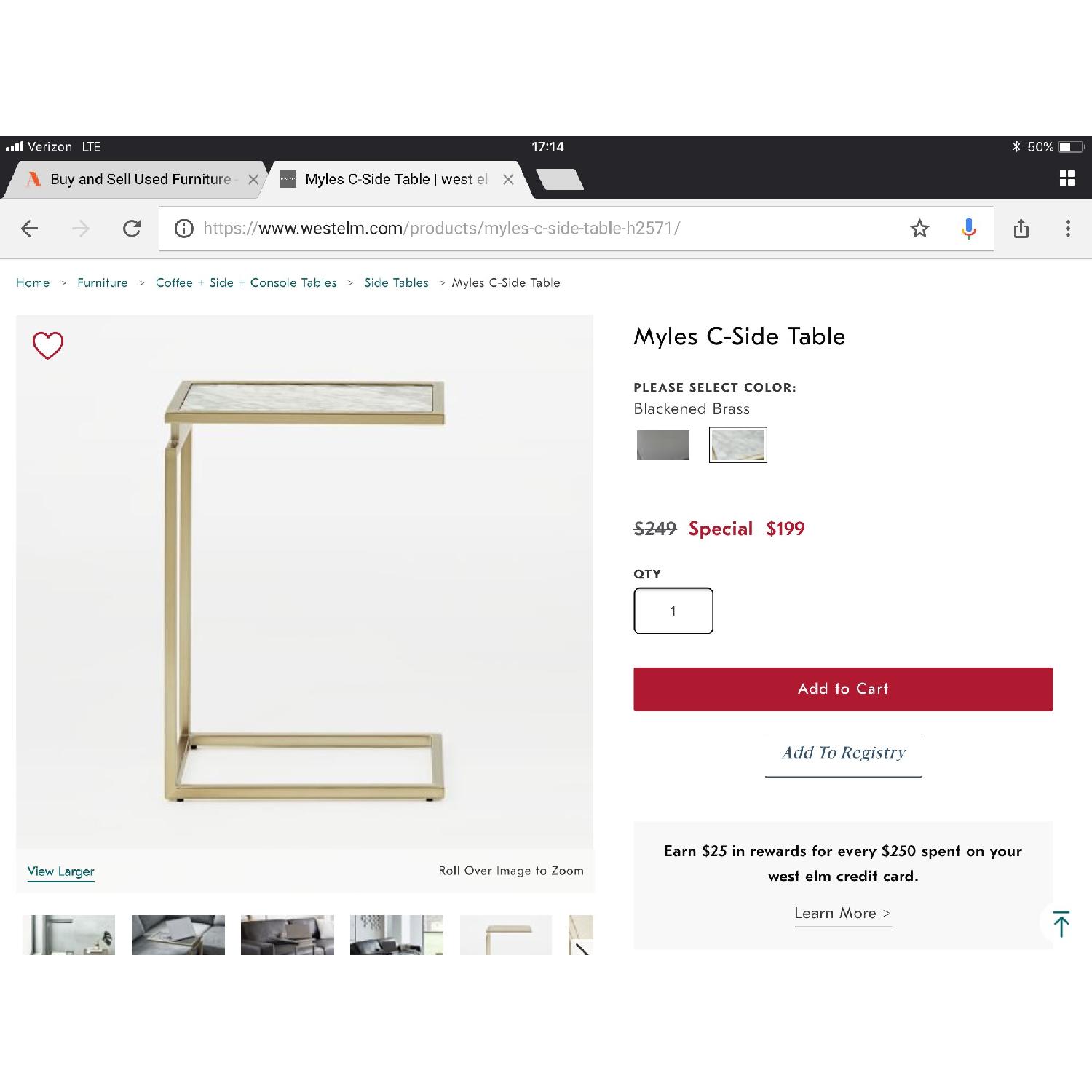 West Elm Myles Foxed Mirror C-Side Table in Light Bronze - image-6