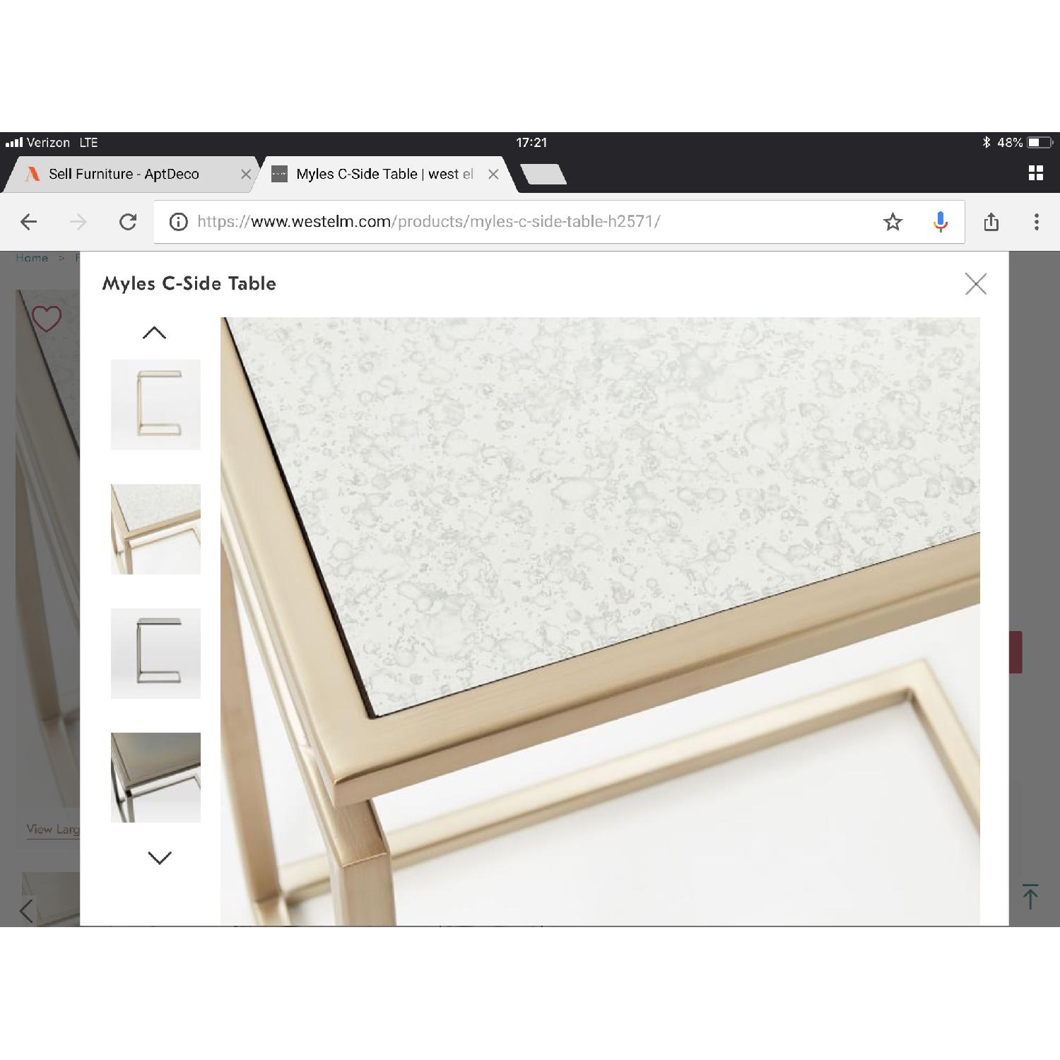 West Elm Myles Foxed Mirror C-Side Table in Light Bronze - image-7