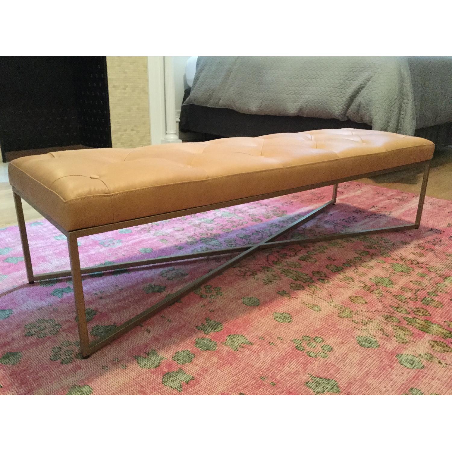 Article Tufted Blonde Leather Rectangular Ottoman - image-2