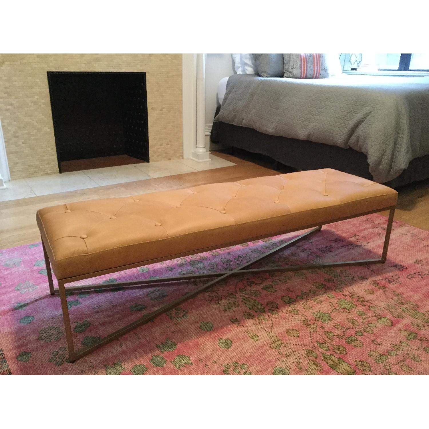 Article Tufted Blonde Leather Rectangular Ottoman - image-3