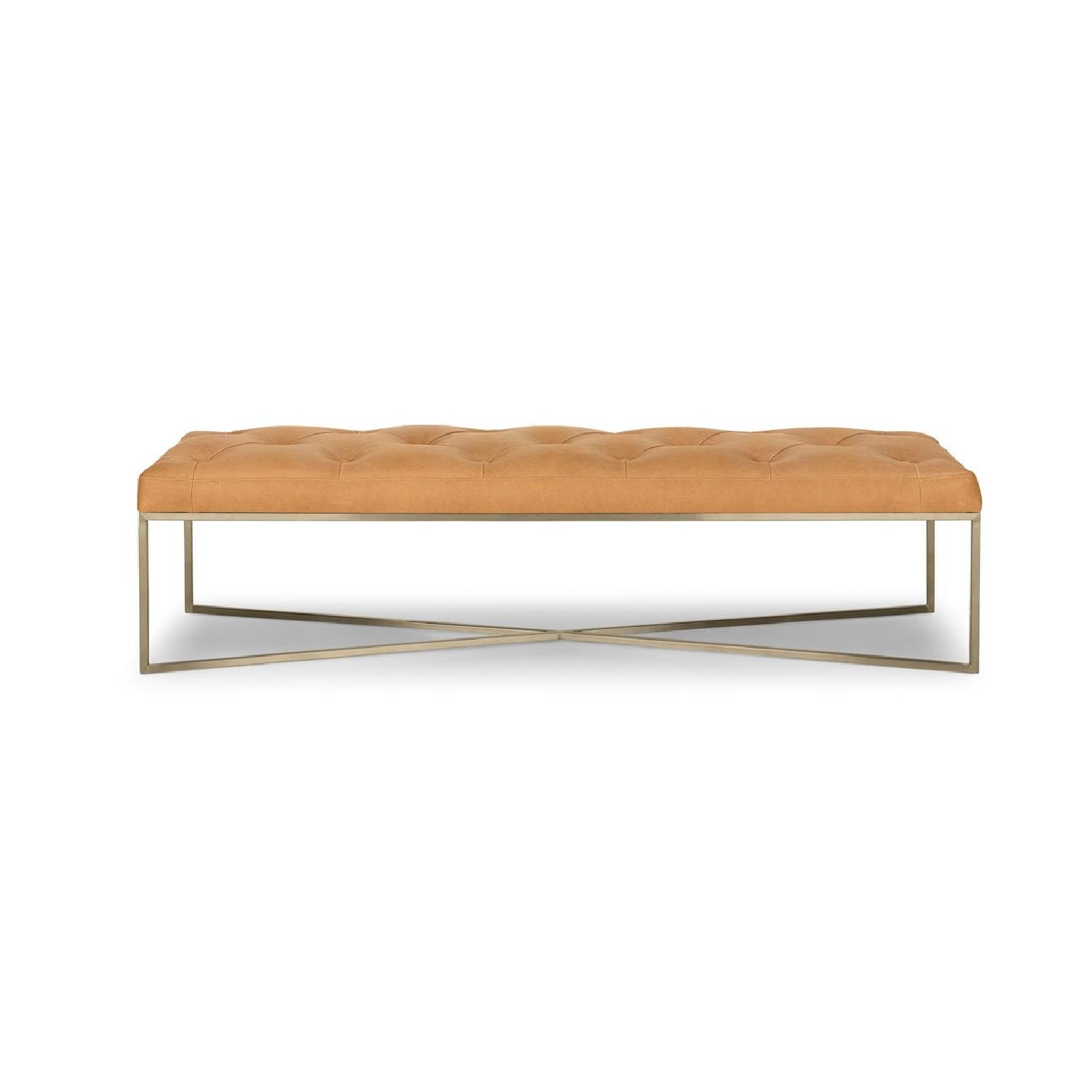 Article Tufted Blonde Leather Rectangular Ottoman - image-0