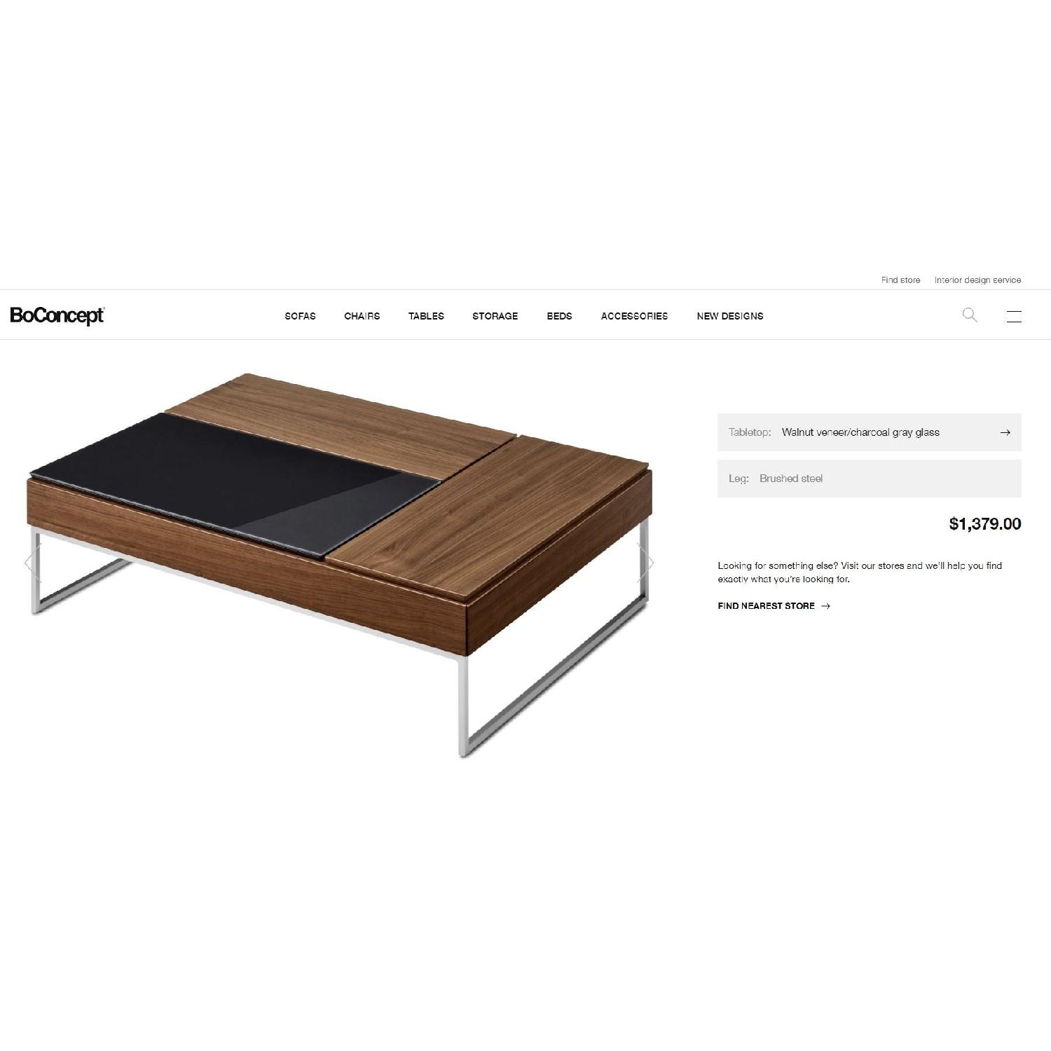 BoConcept Chiva Hidden Storage Coffee Table in Walnut/Glass - image-1