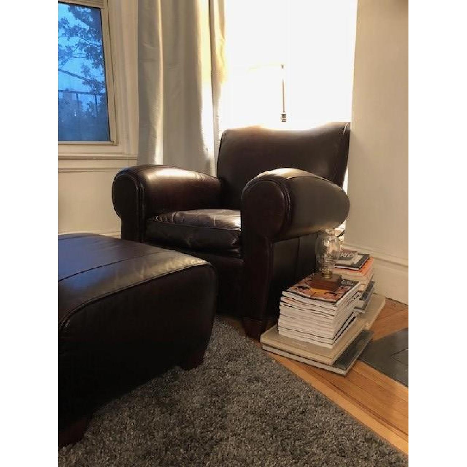 Pottery Barn Manhattan Leather Armchair & Ottoman - image-3