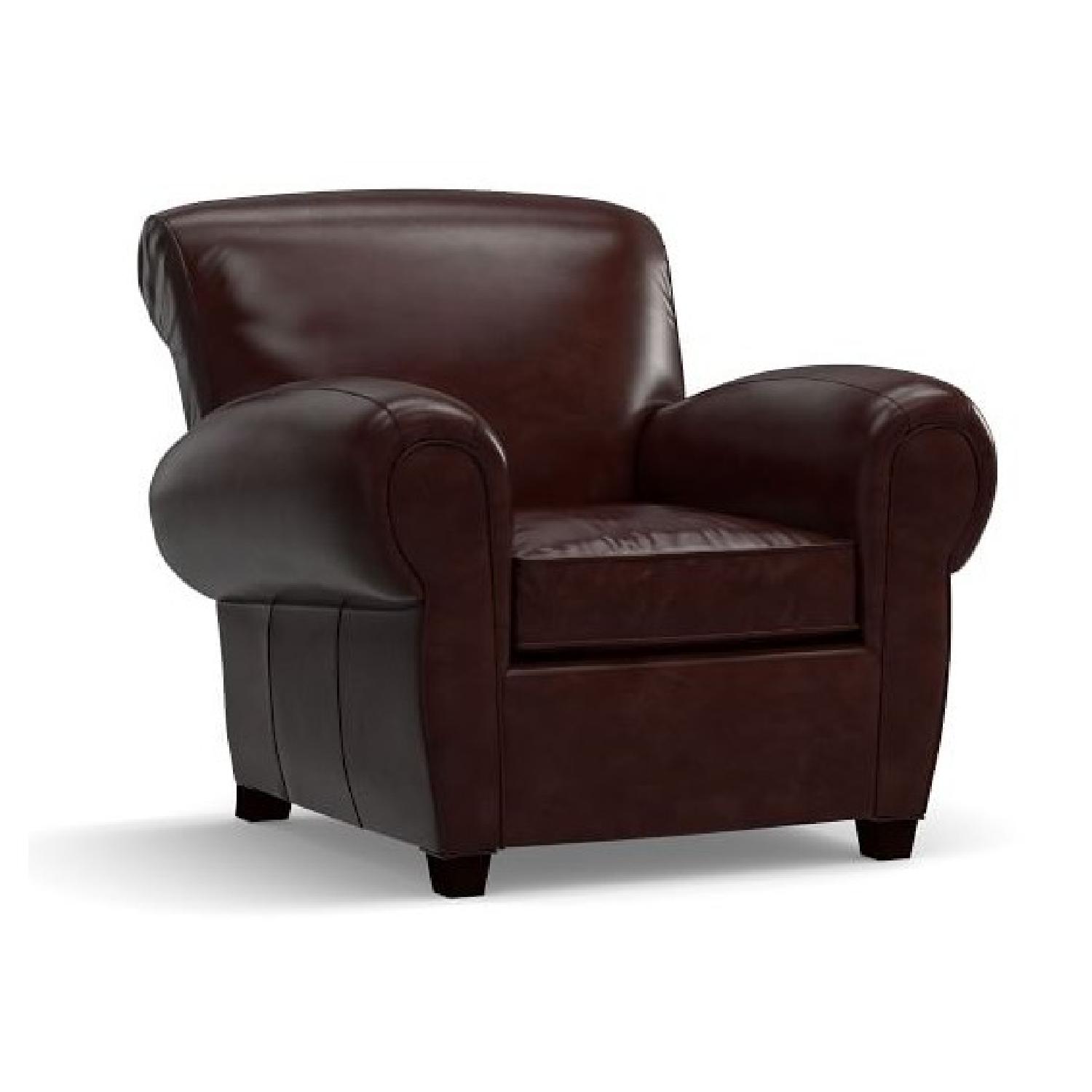 Pottery Barn Manhattan Leather Armchair & Ottoman - image-4