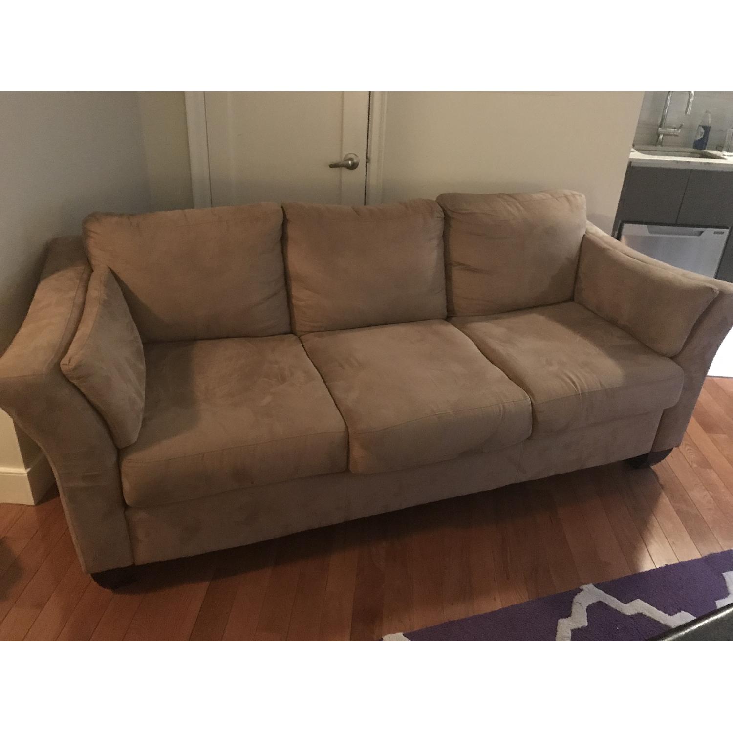 Ashley Faux Leather Tan 3-Seater Sofa - image-1