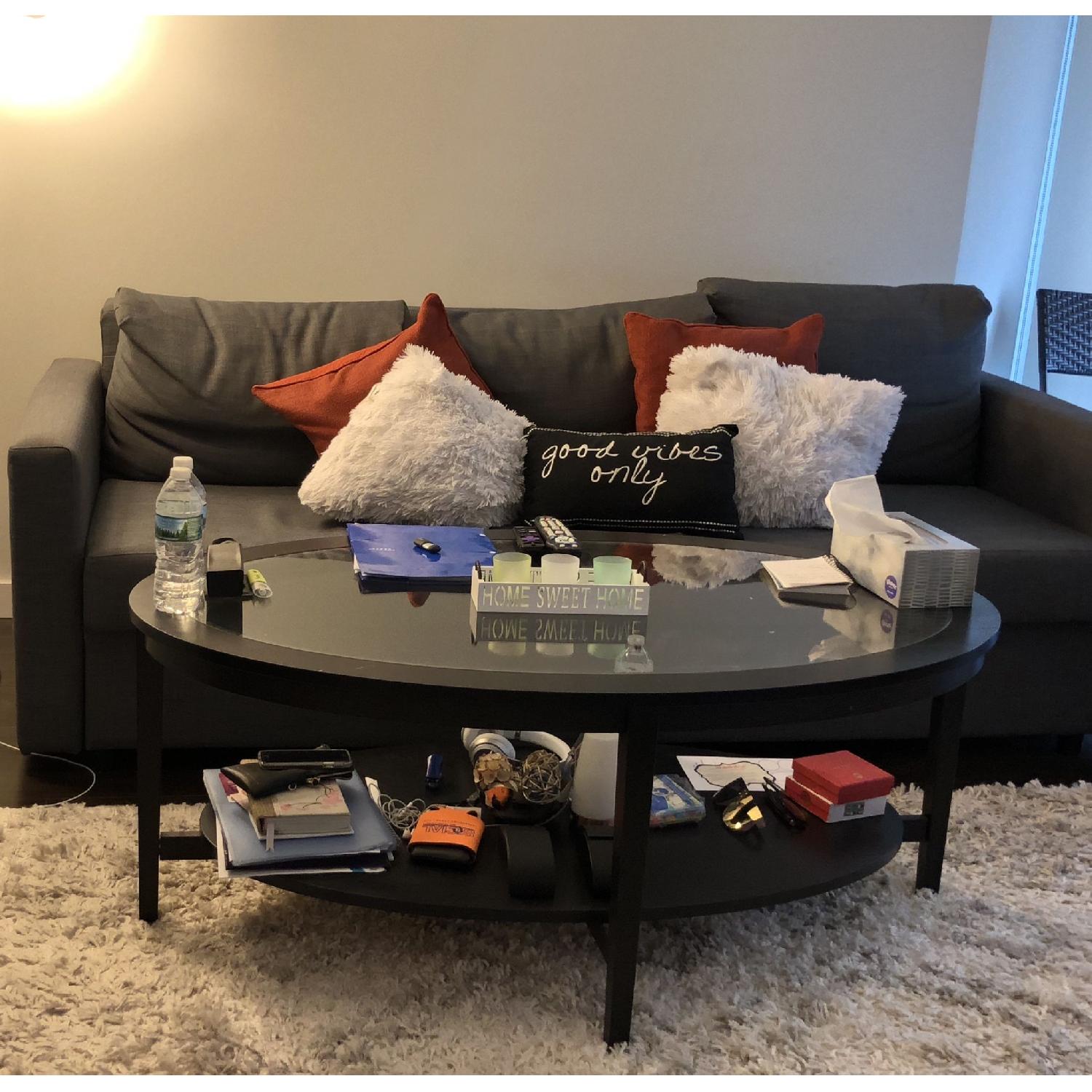 Ikea Oval Glass-Top Coffee Table in Black-Brown - image-2