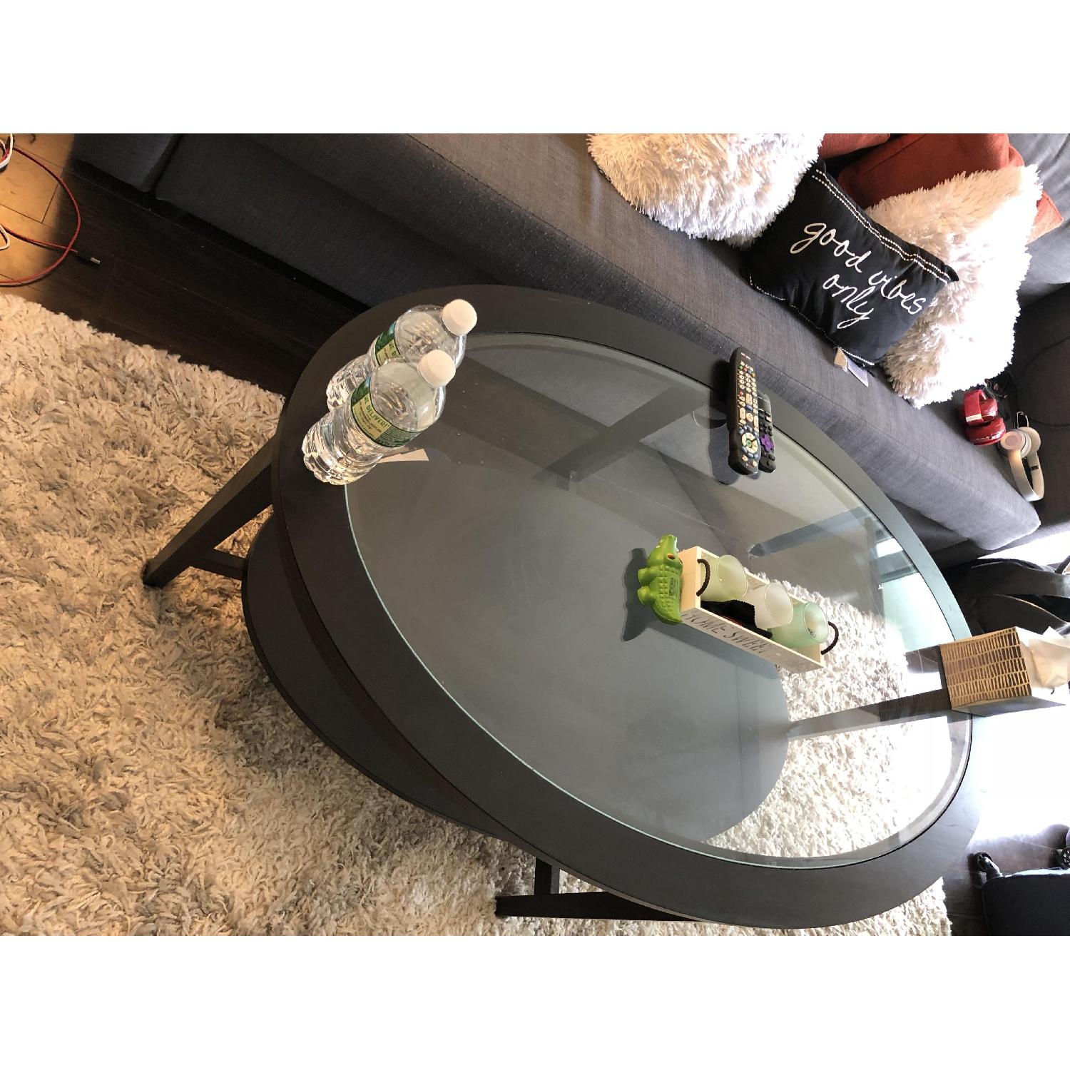 Ikea Oval Glass-Top Coffee Table in Black-Brown - image-3