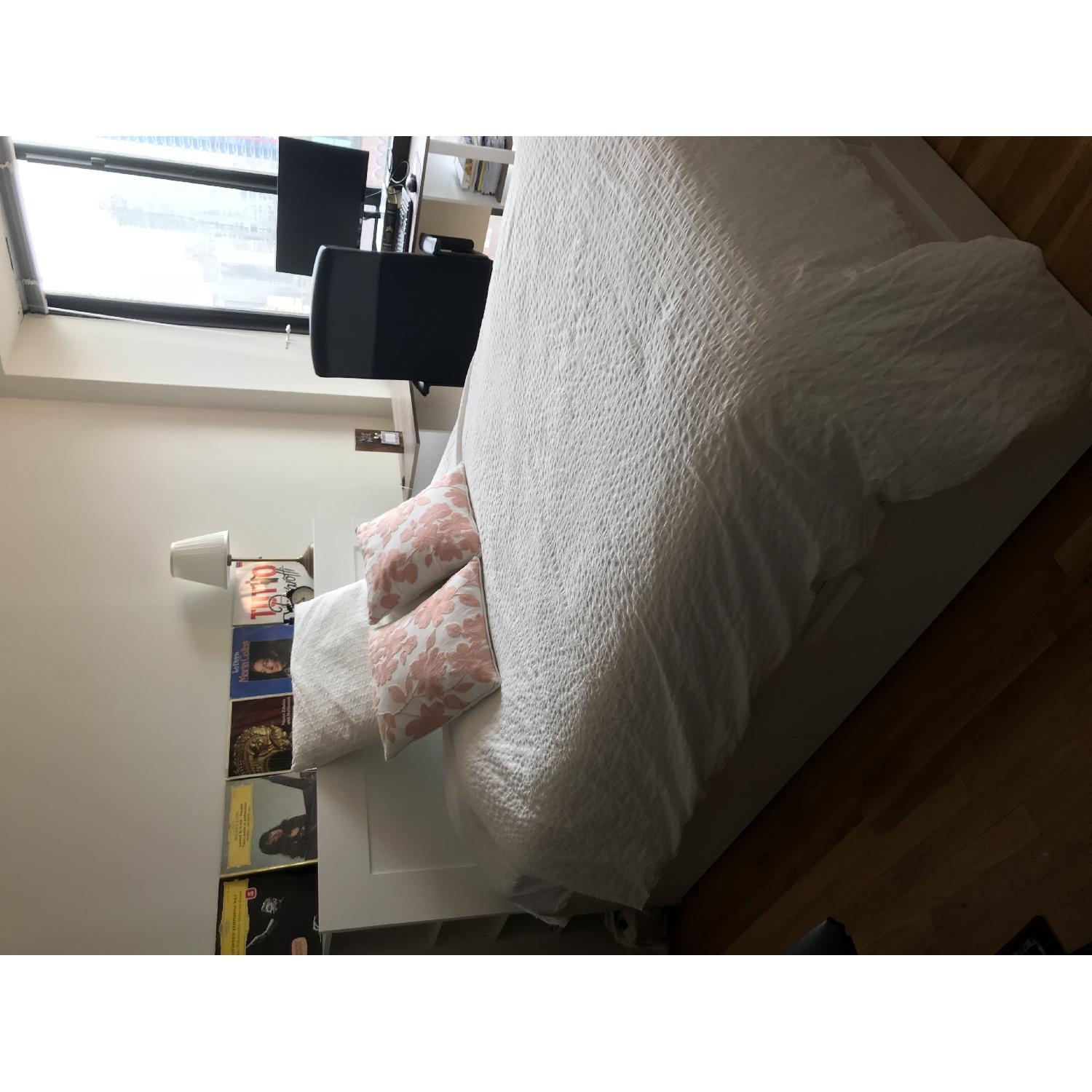 Ikea Brimnes White Storage Queen Bed Frame & Headboard - image-1