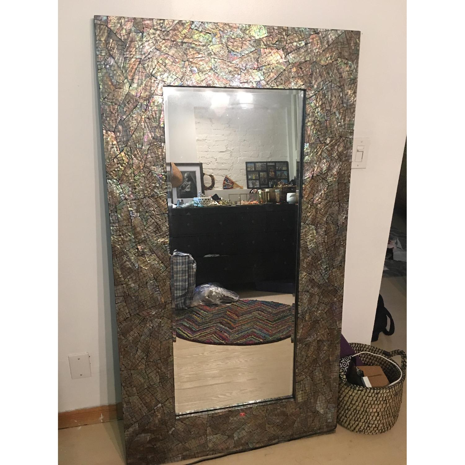 Pier 1 Imports Crackled Mother of Pearl Floor Mirror - image-1
