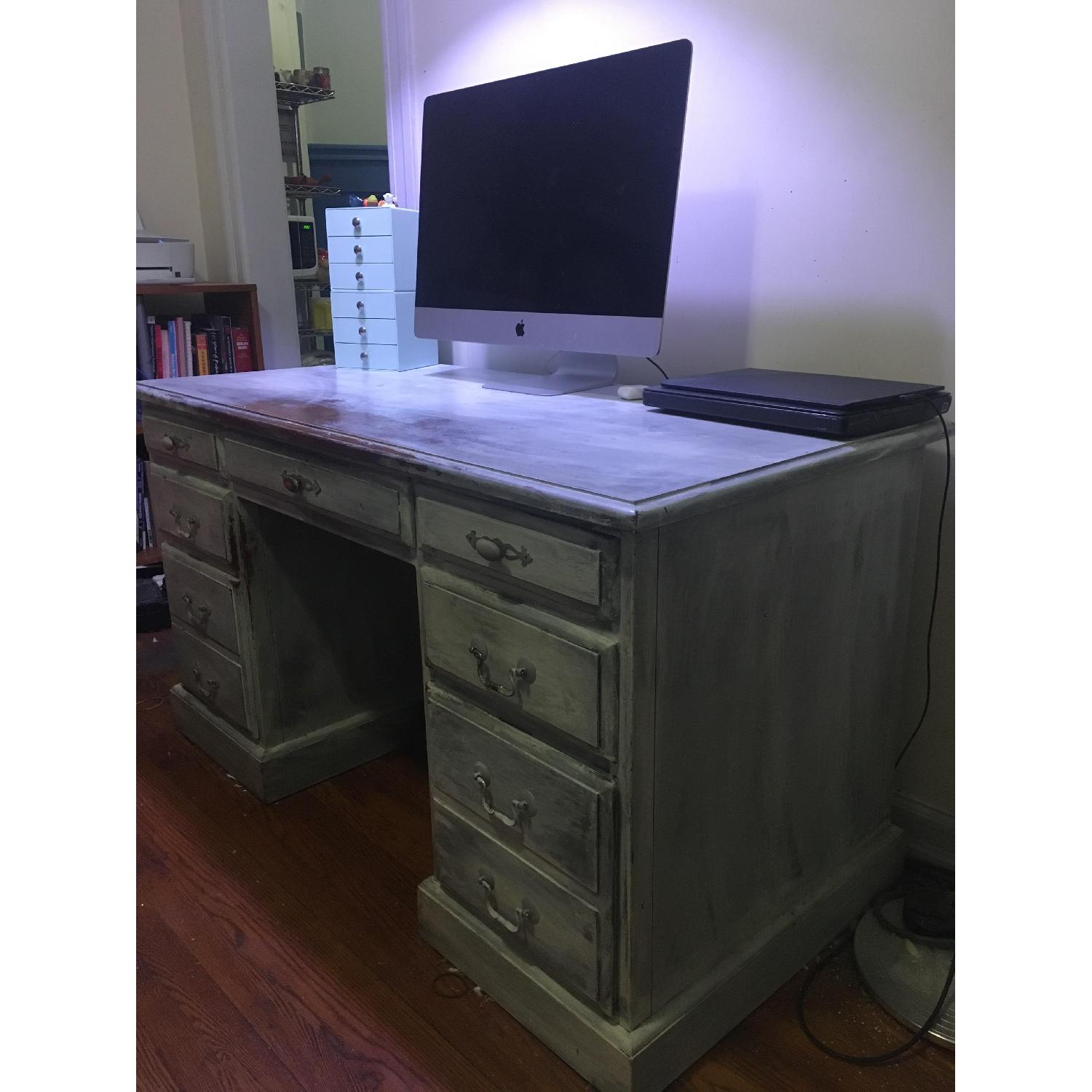 Solid French White Wash Wood Desk - image-2