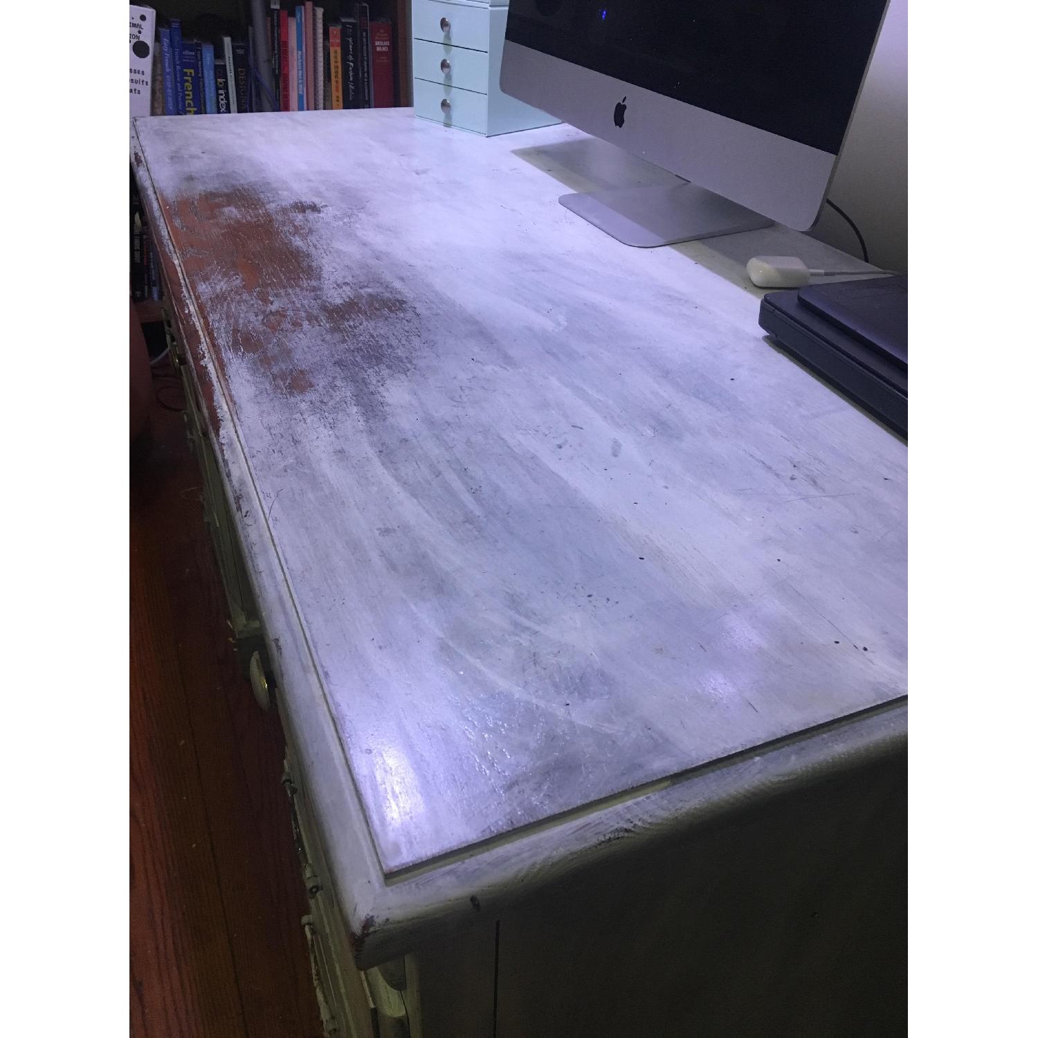 Solid French White Wash Wood Desk - image-3