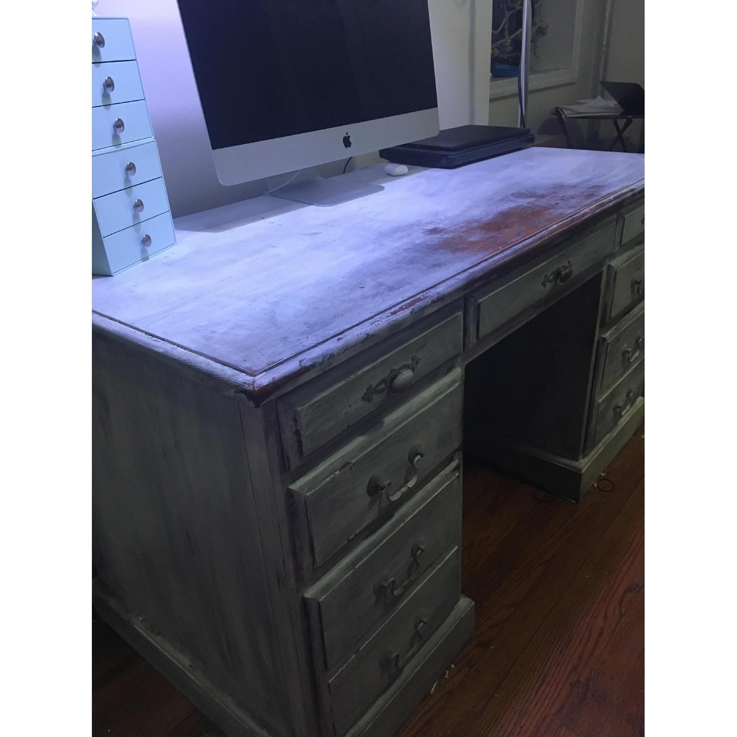 Solid French White Wash Wood Desk - image-5